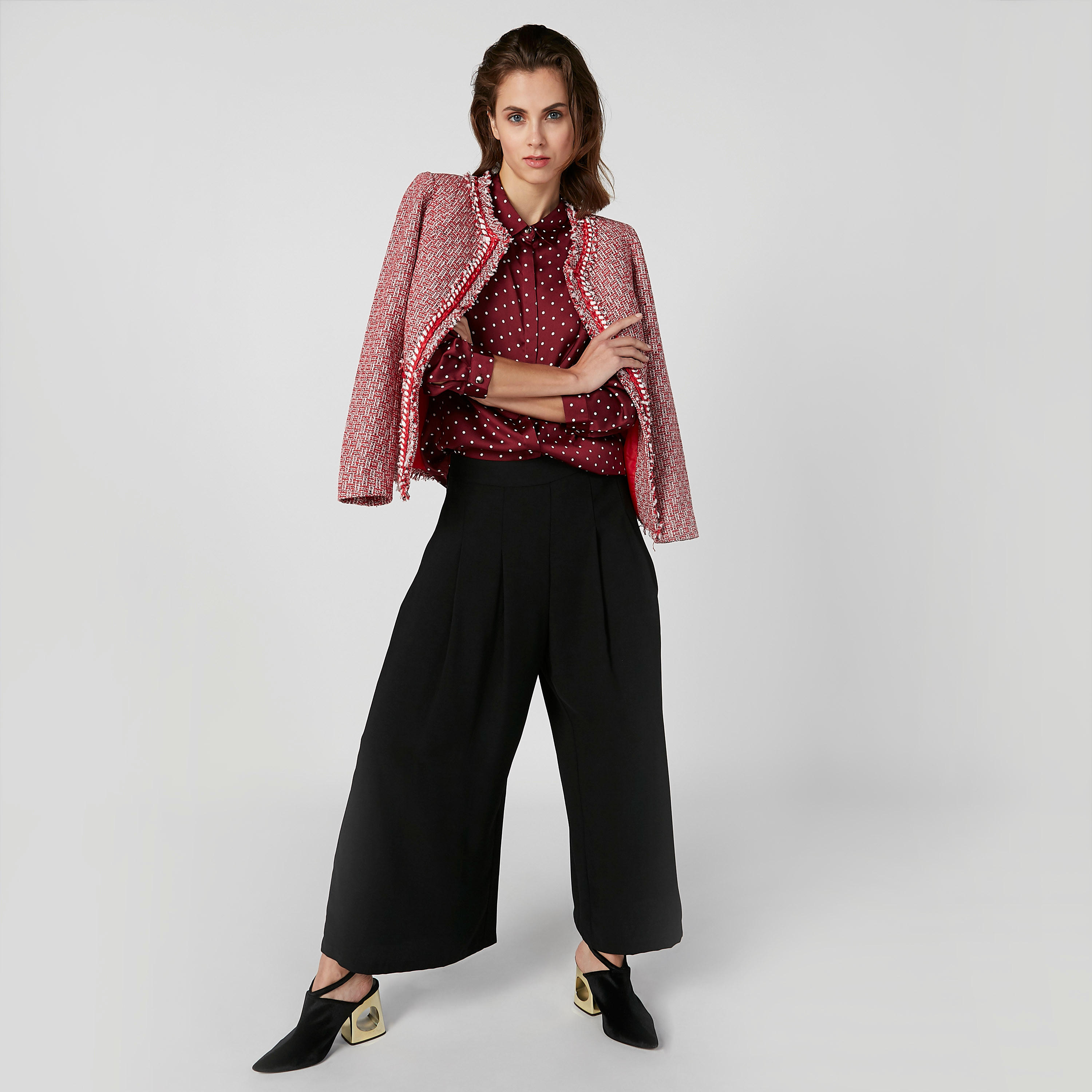 قميص بأكمام طويلة وأزرار مخفيّة وطبعات منقّطة-women-clothing-shirtsandblouses-shirts-image-2