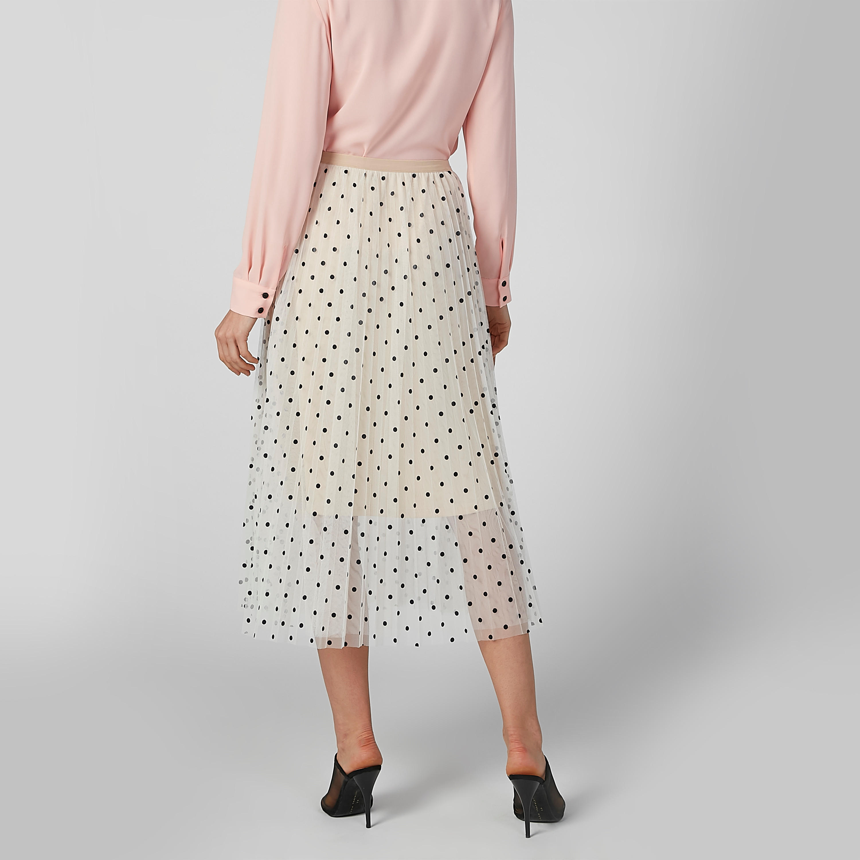 تنورة إيه لاين متوسطة الطول بخصر مطّاطي وطبعات منقّطة-women-clothing-bottoms-skirts-image-5