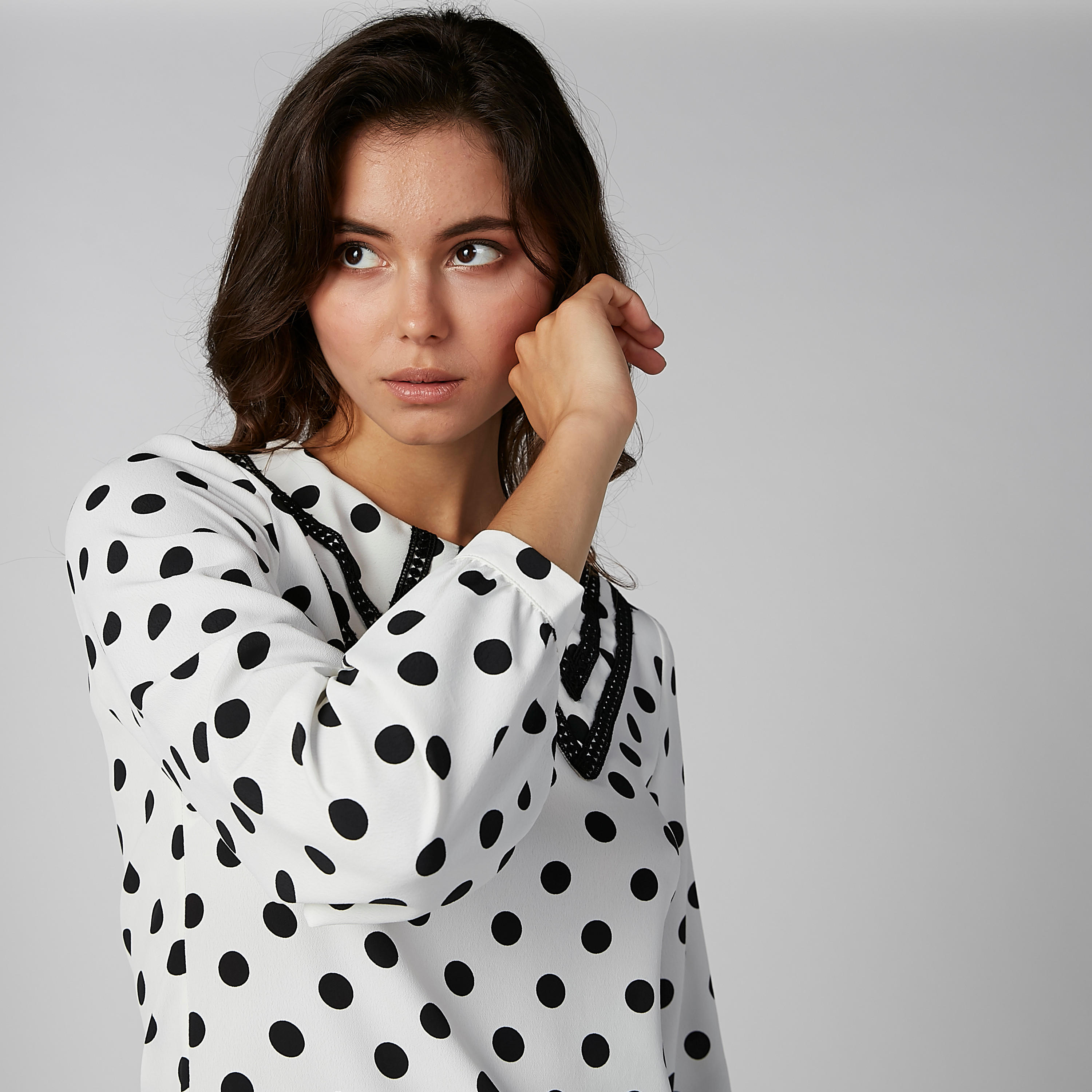 Polka Dot Printed Top with Peter Pan Collar and Long Sleeves-women-clothing-shirtsandblouses-blouses-image-4