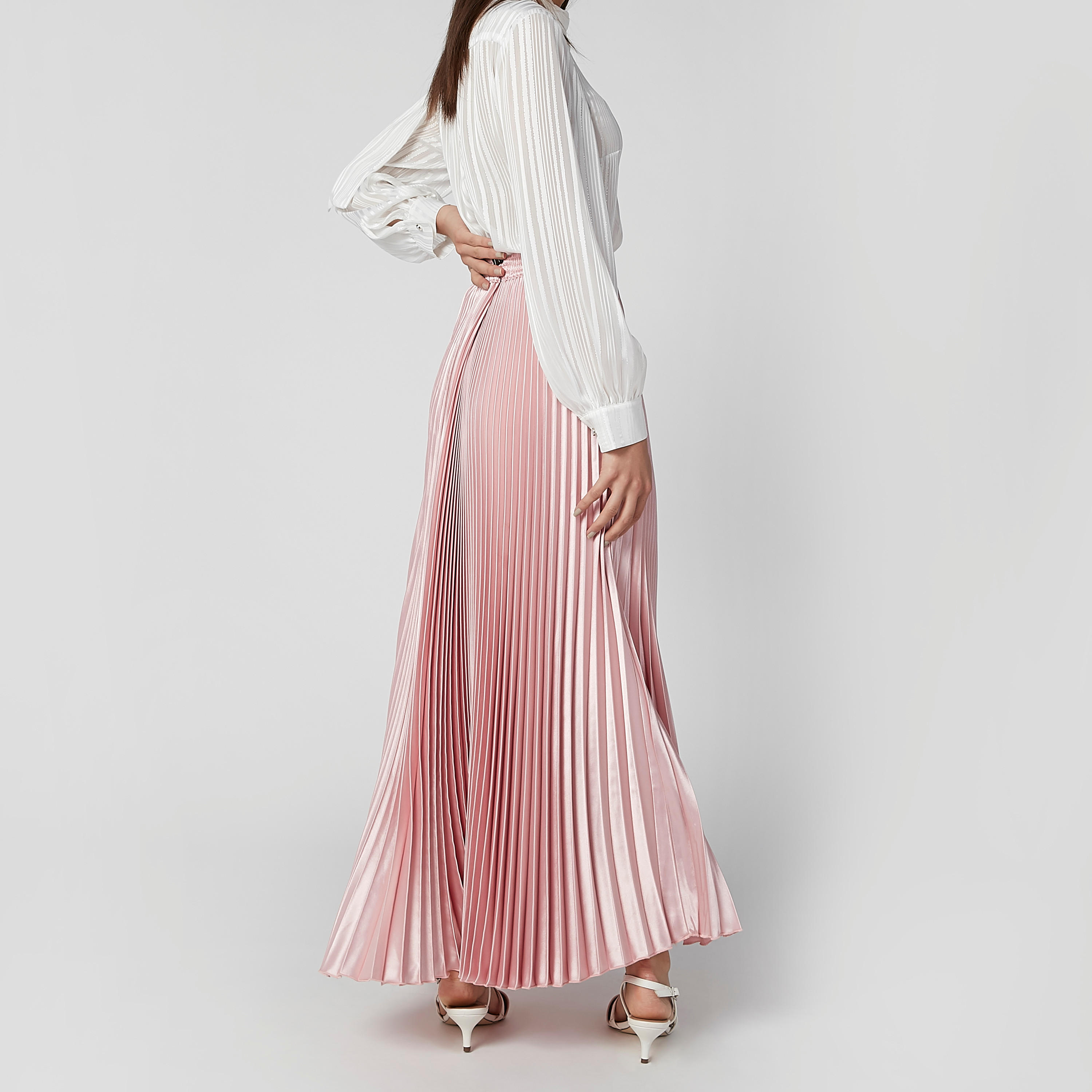 تنورة ماكسي إيه لاين بخصر مطّاطي وثنيات-women-clothing-bottoms-skirts-image-3