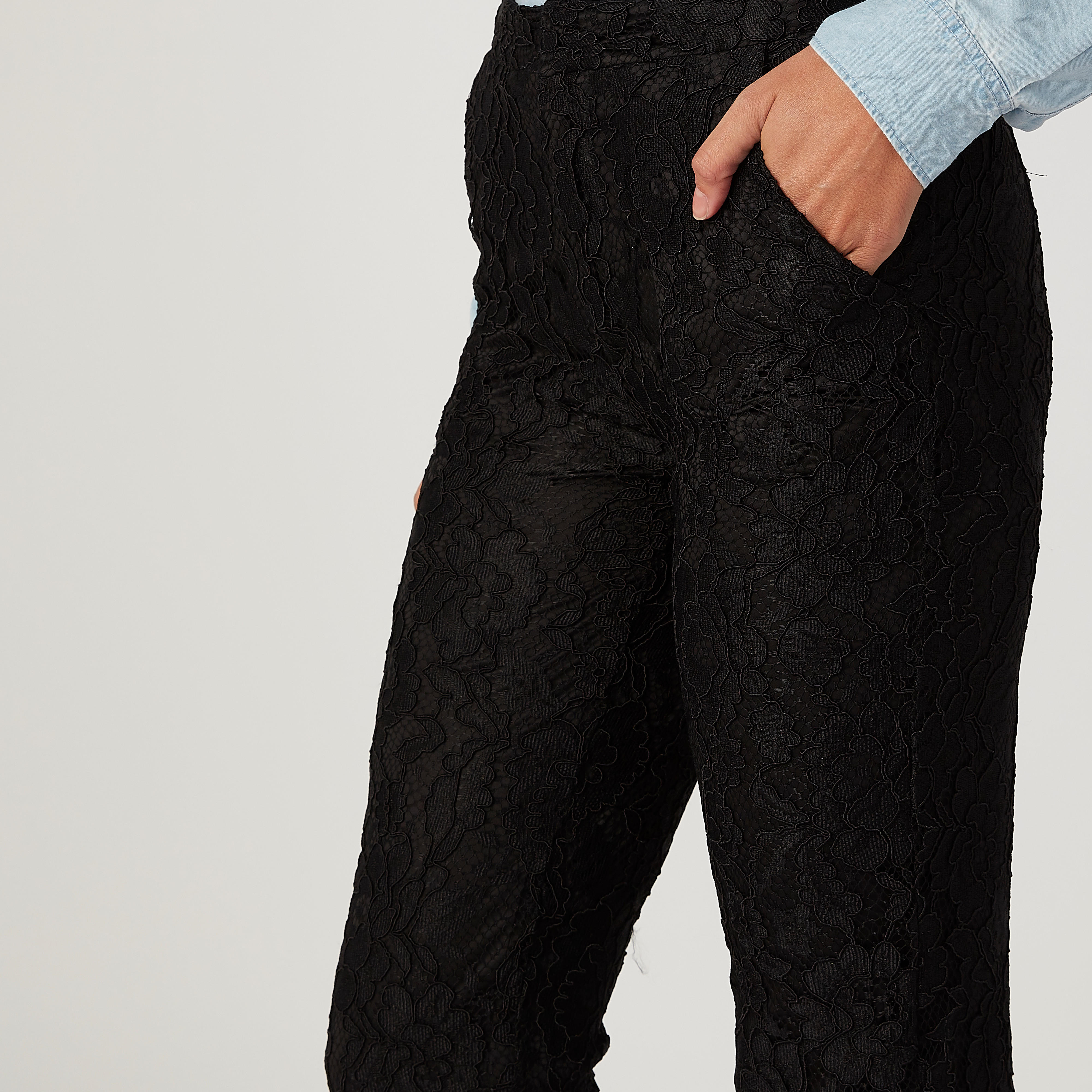 Sustainable Full Length Mid Waist Lace Pants with Pocket Detail-women-clothing-bottoms-trousers-image-3