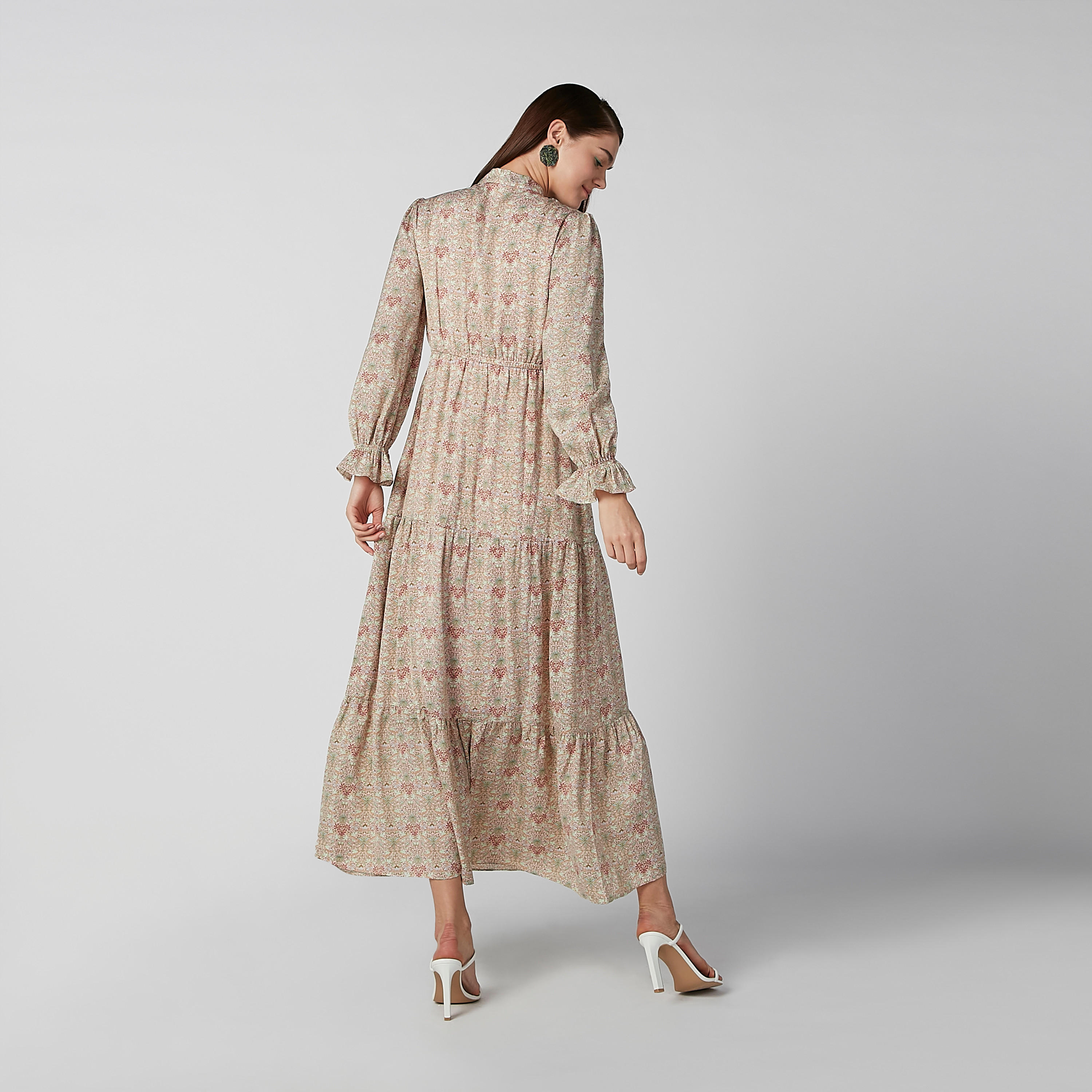 فستان مستدام إيه لاين طويل بأكمام واسعة وطبعات -women-clothing-dresses-image-3