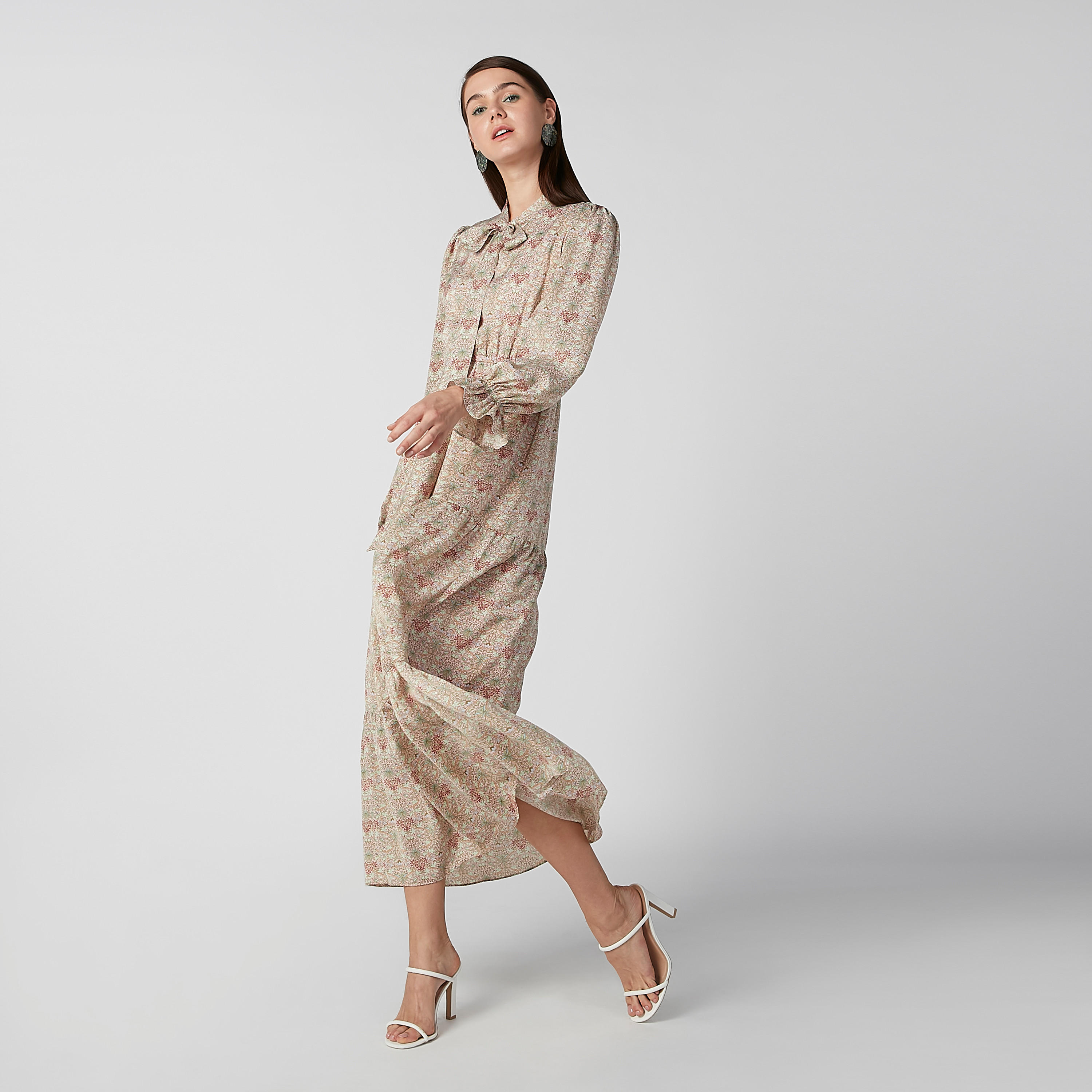فستان مستدام إيه لاين طويل بأكمام واسعة وطبعات -women-clothing-dresses-image-5