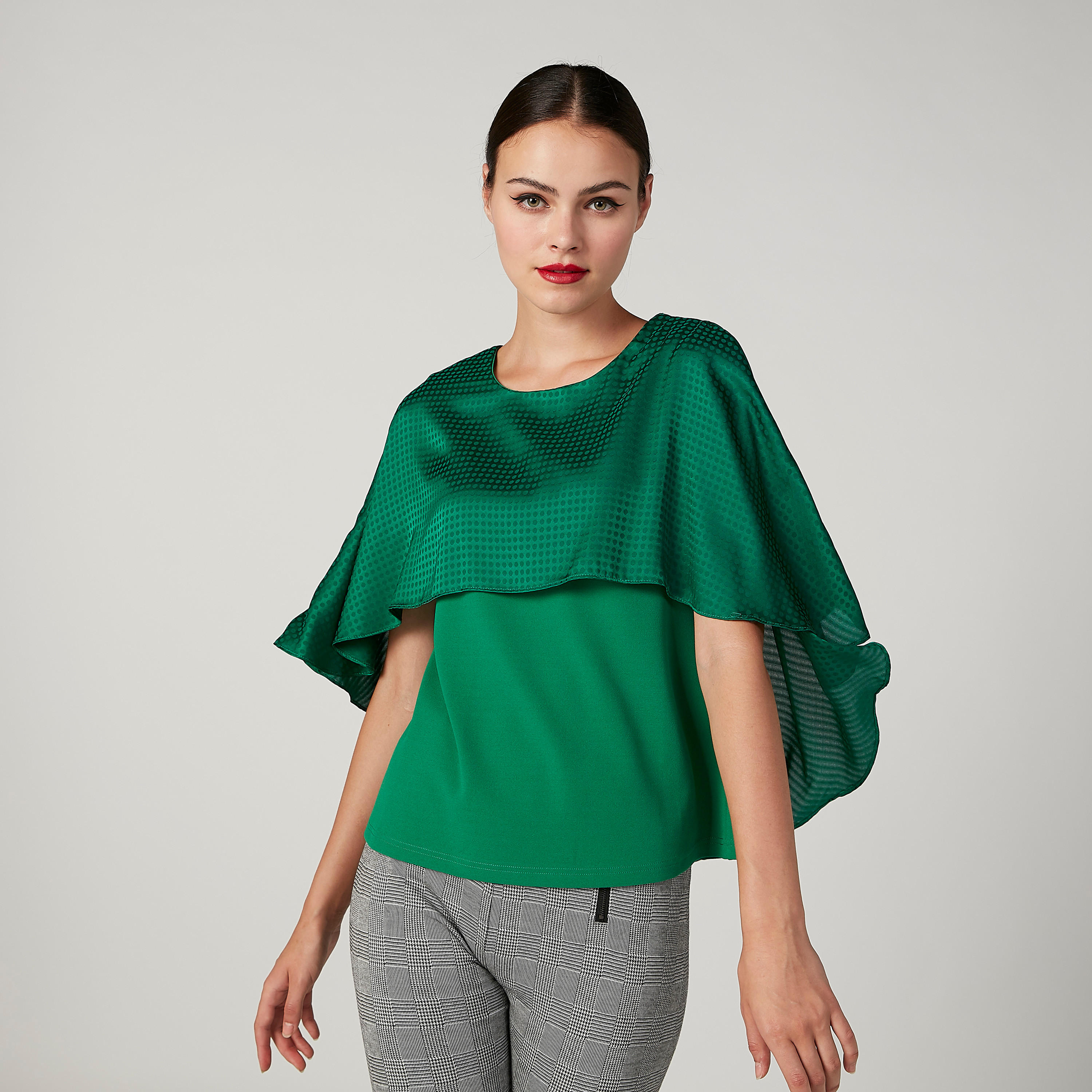 بلوزة بارزة الملمس بياقة عميقة وأكمام قصيرة-women-clothing-shirtsandblouses-blouses-image-5