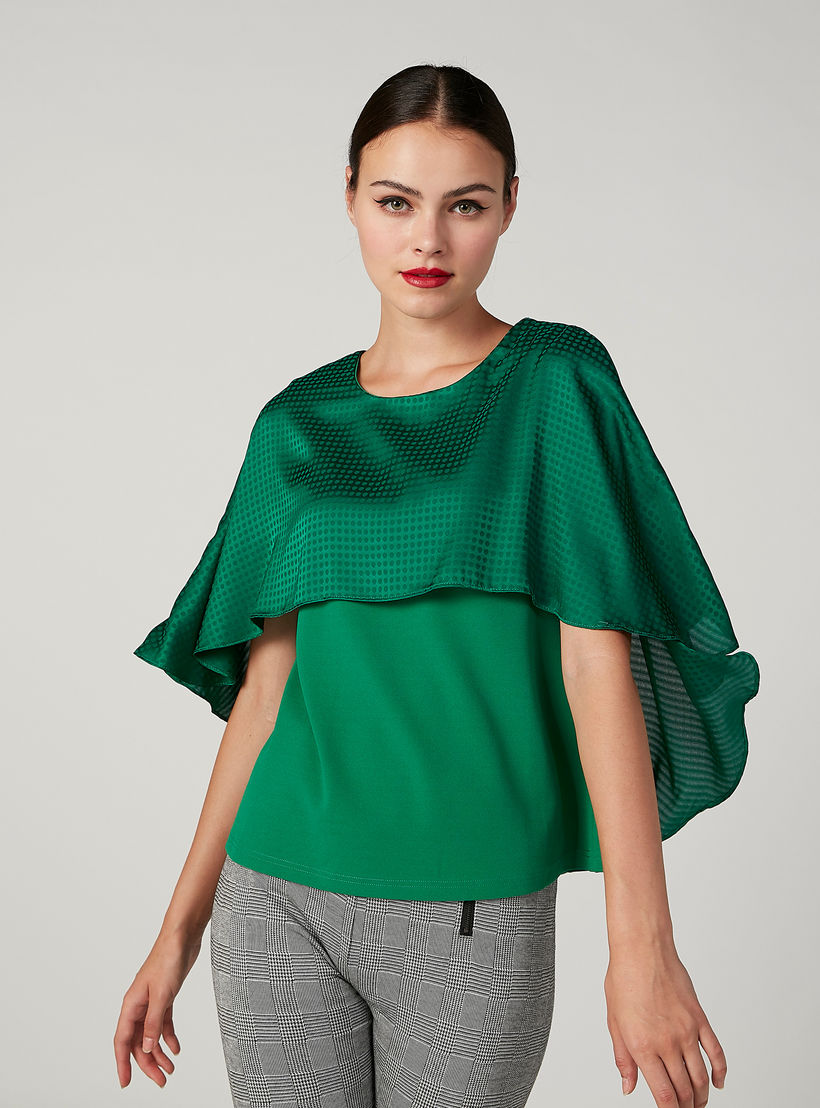 بلوزة بارزة الملمس بياقة عميقة وأكمام قصيرة-women-clothing-shirtsandblouses-blouses-image-5