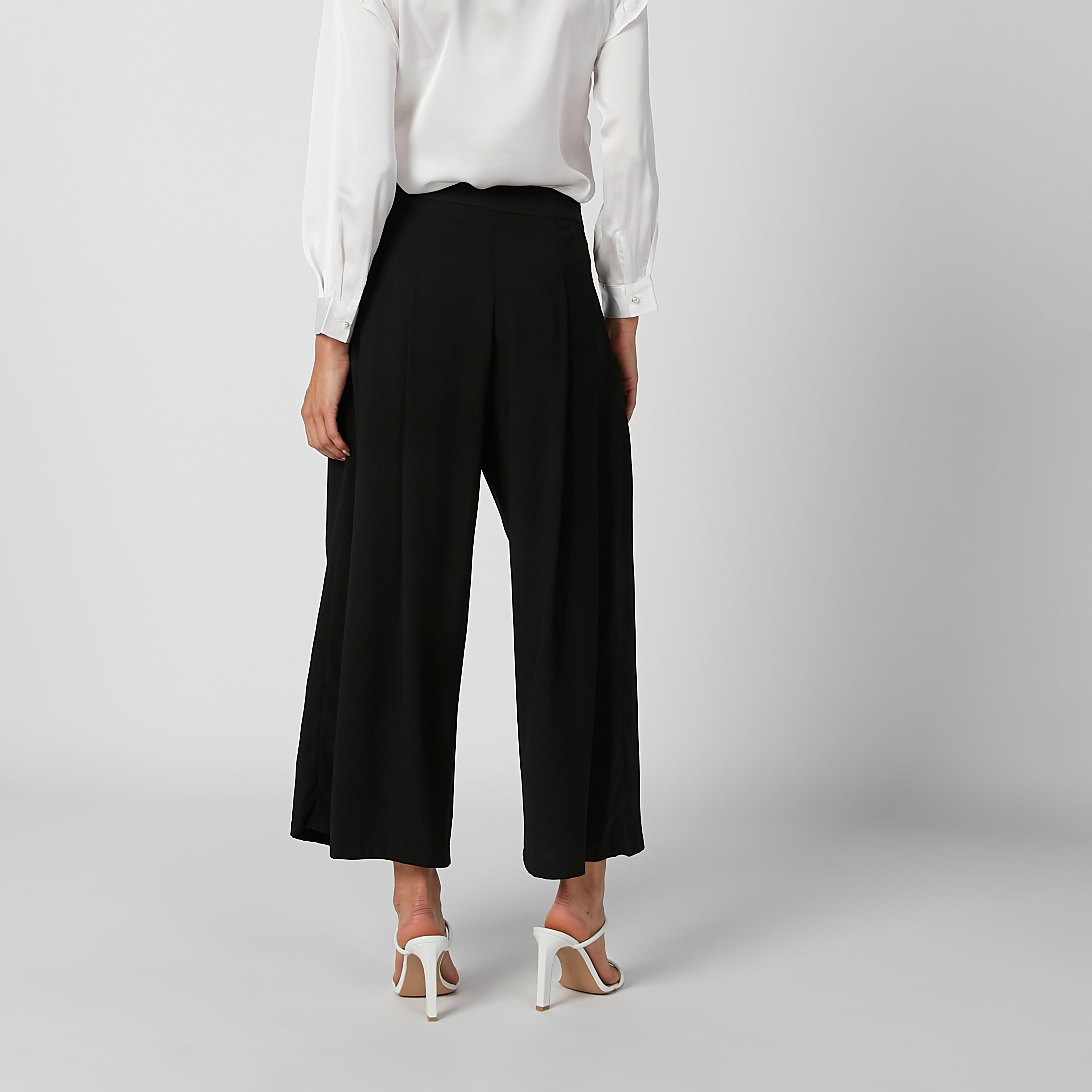 بنطلون بالازو مستدام سادة بخصر متوسط الارتفاع وطبعات -women-clothing-bottoms-trousers-image-3