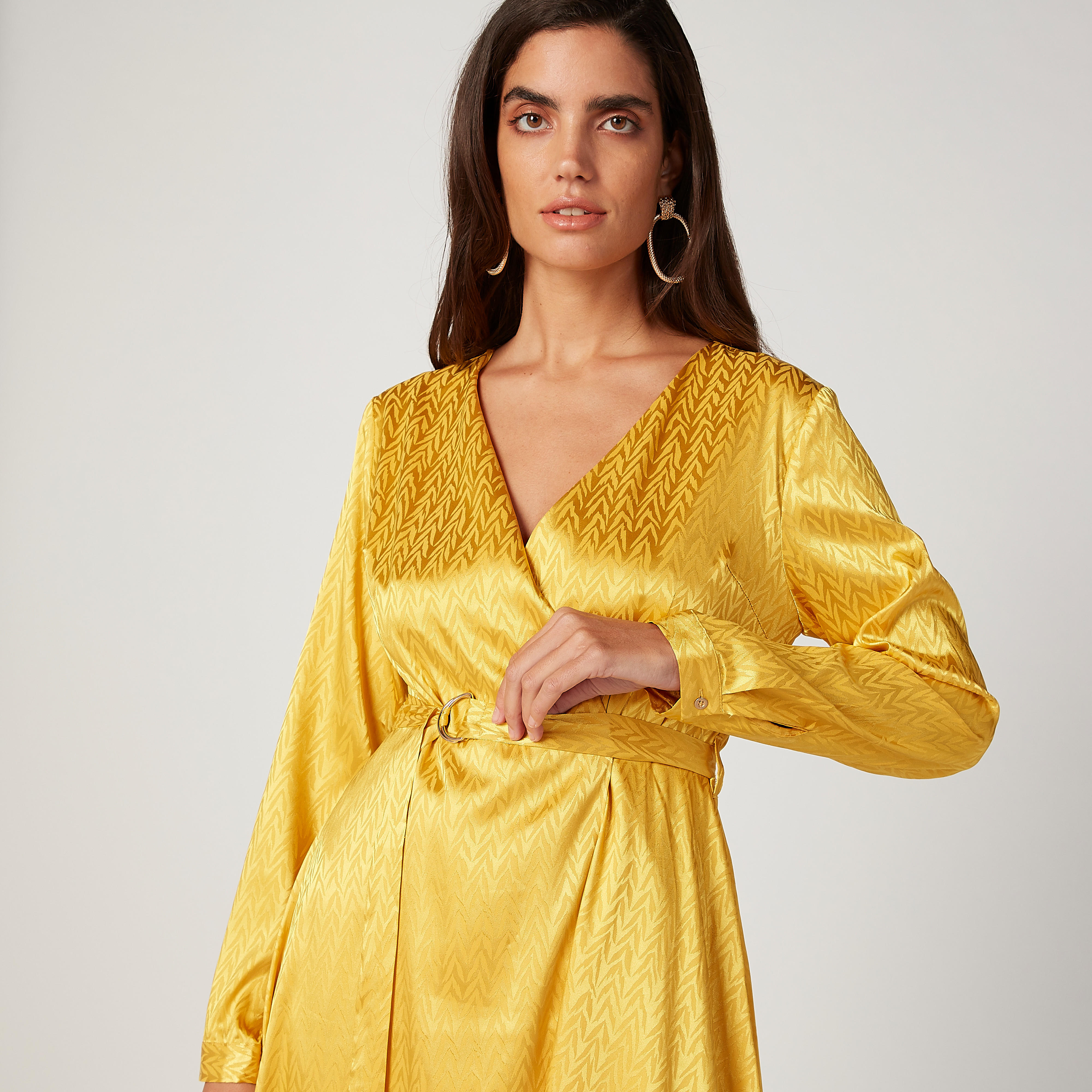 فستان مستدام ميدي ملفوف بارز الملمس بأكمام طويلة -women-clothing-dresses-image-3