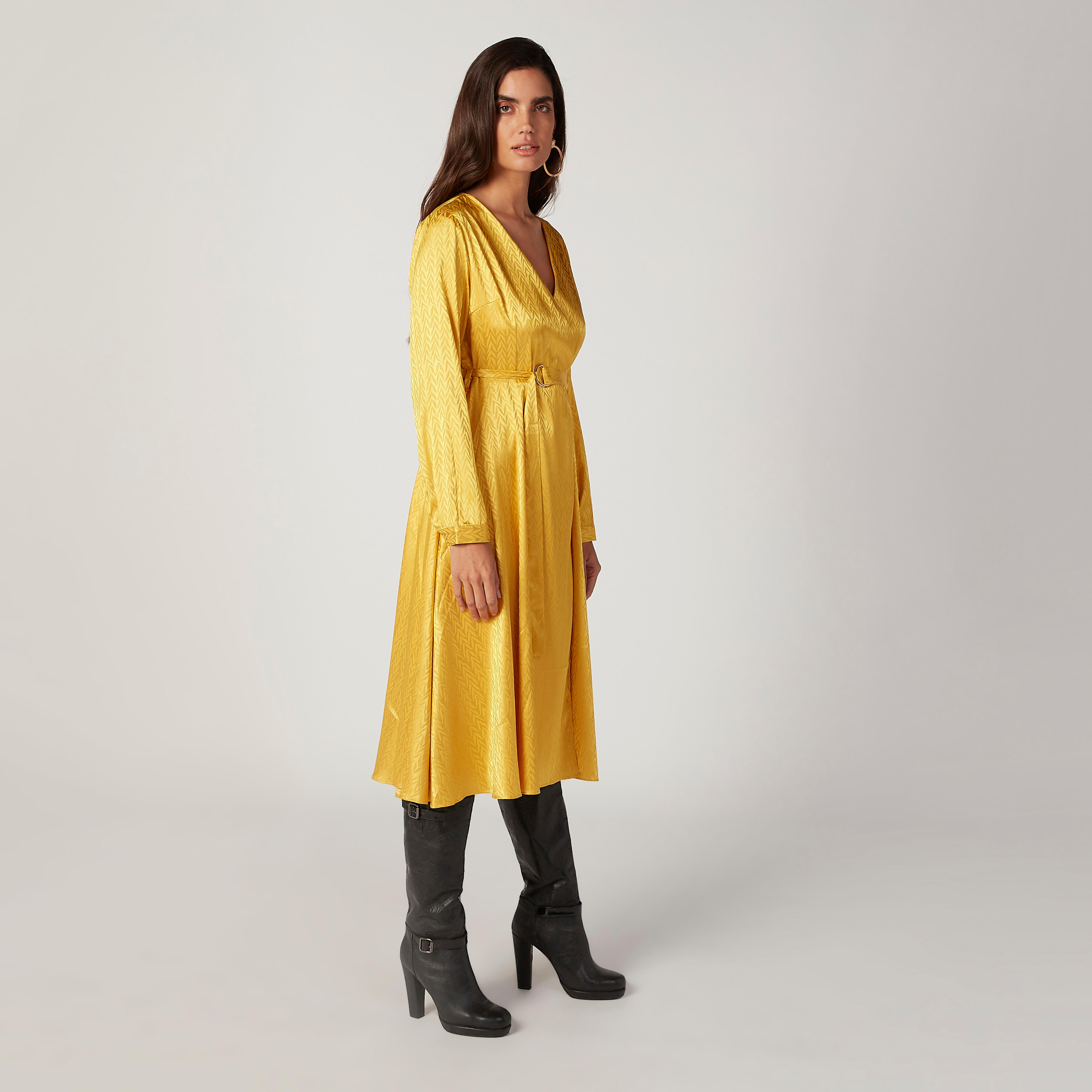 فستان مستدام ميدي ملفوف بارز الملمس بأكمام طويلة -women-clothing-dresses-image-5