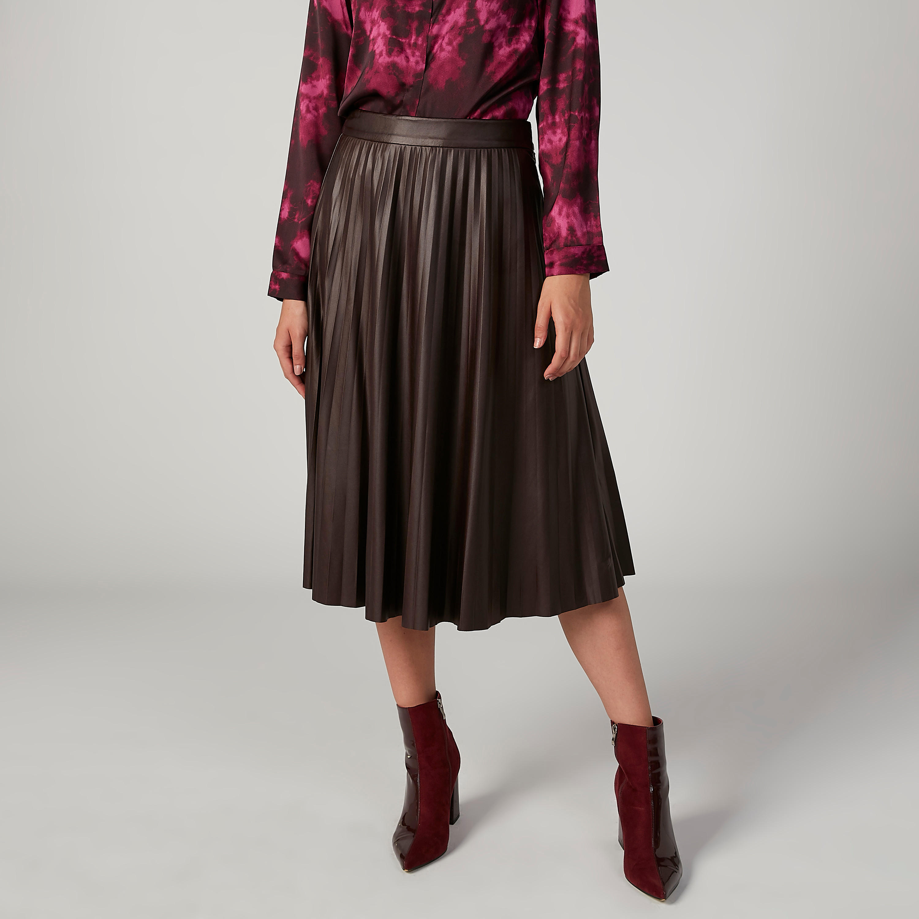 Sustainable Plain Midi A-line Skirt with Elasticised Waistband-women-clothing-bottoms-skirts-image-1