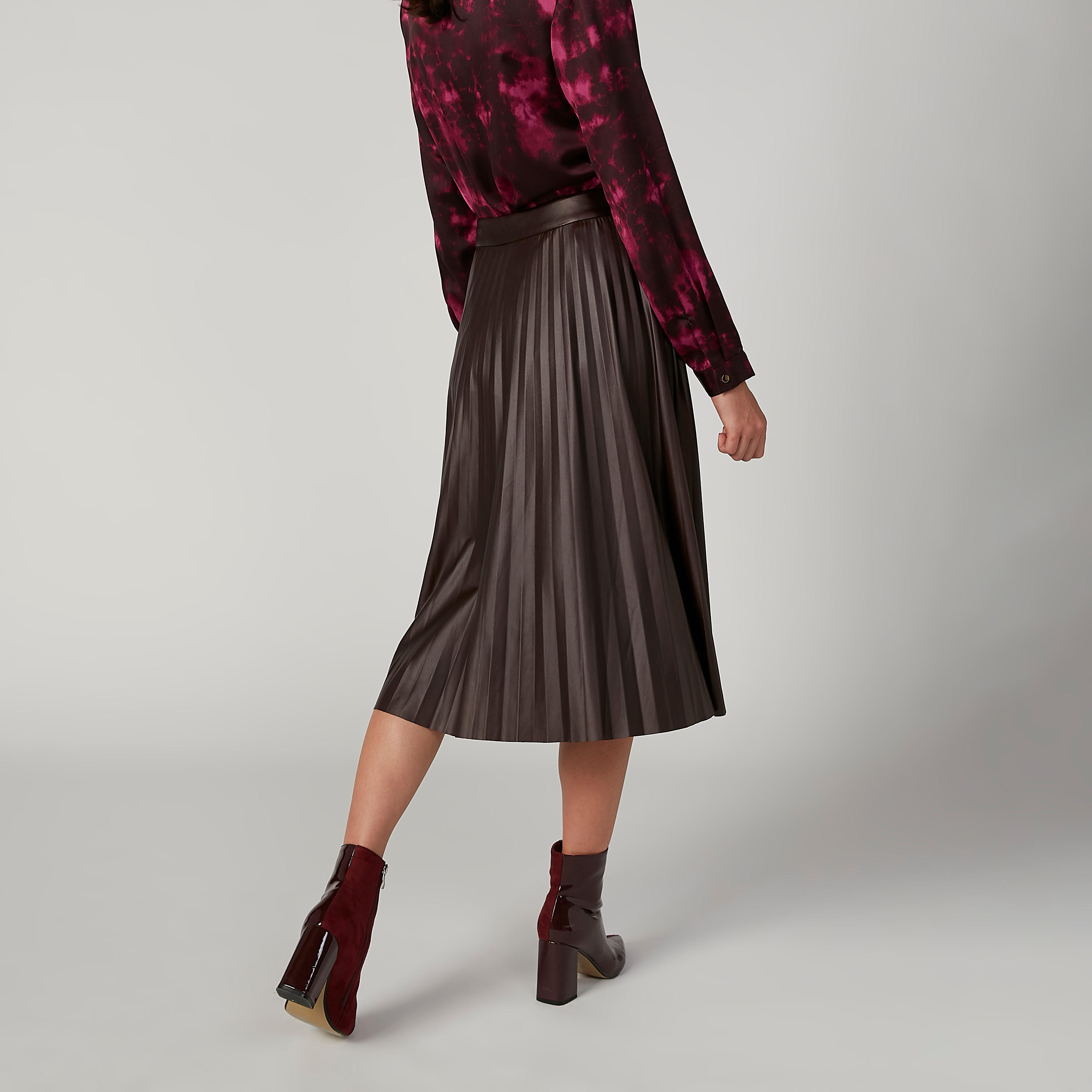 Sustainable Plain Midi A-line Skirt with Elasticised Waistband-women-clothing-bottoms-skirts-image-3