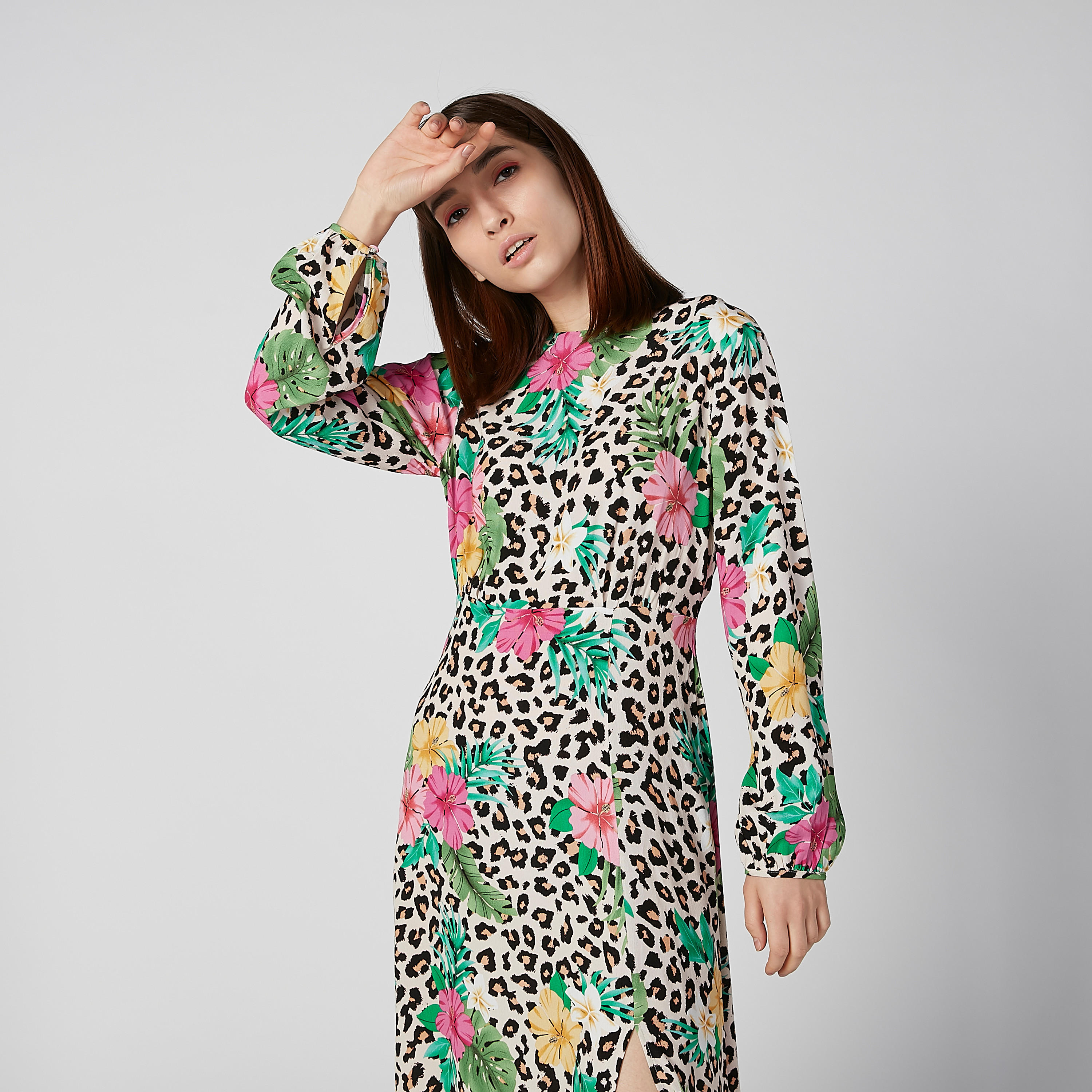 فستان مستدام ميدي إيه لاين بأكمام بيشوب وطبعات-women-clothing-dresses-image-2