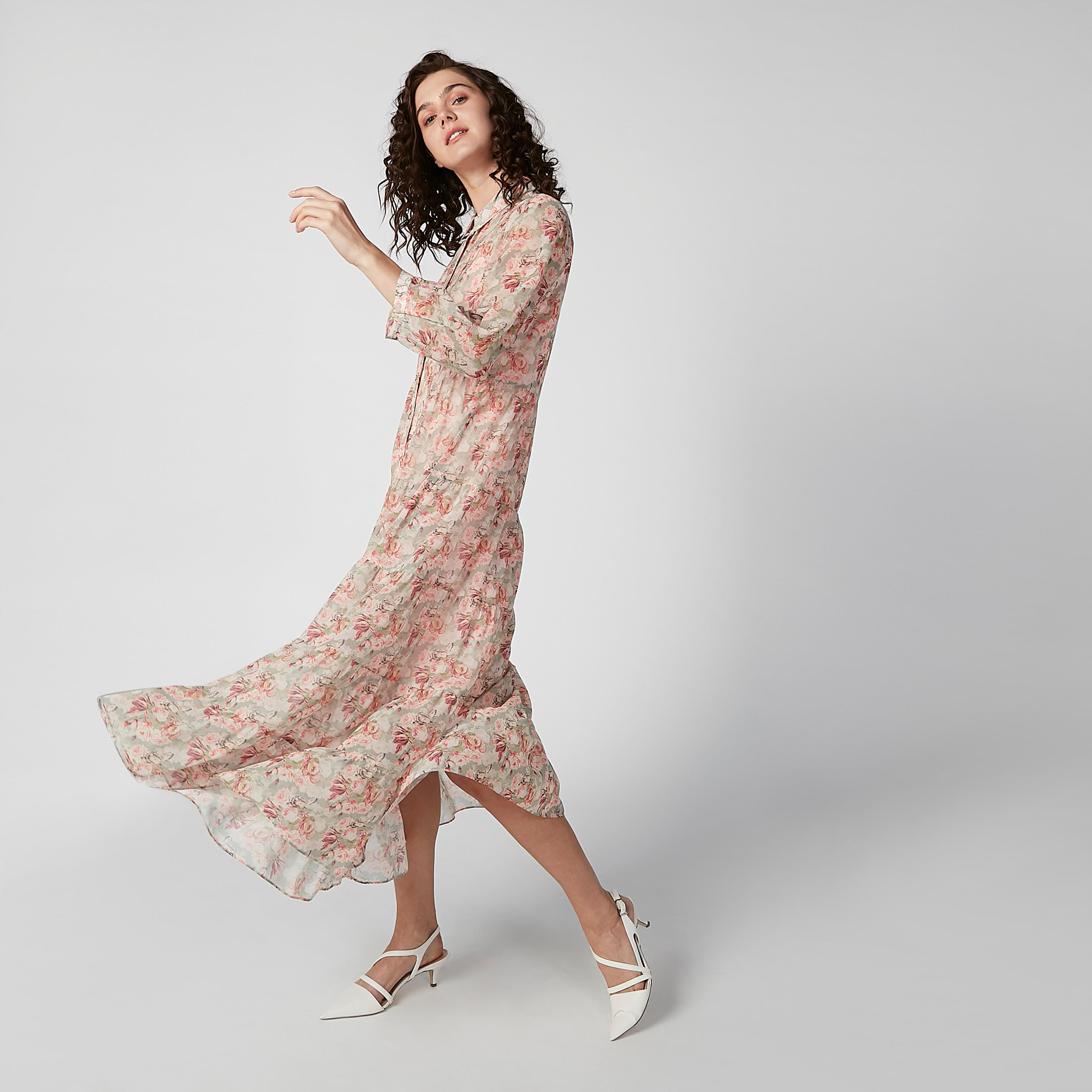 Sustainable Floral Printed Maxi A-line Dress with Long Sleeves-women-clothing-dresses-image-3