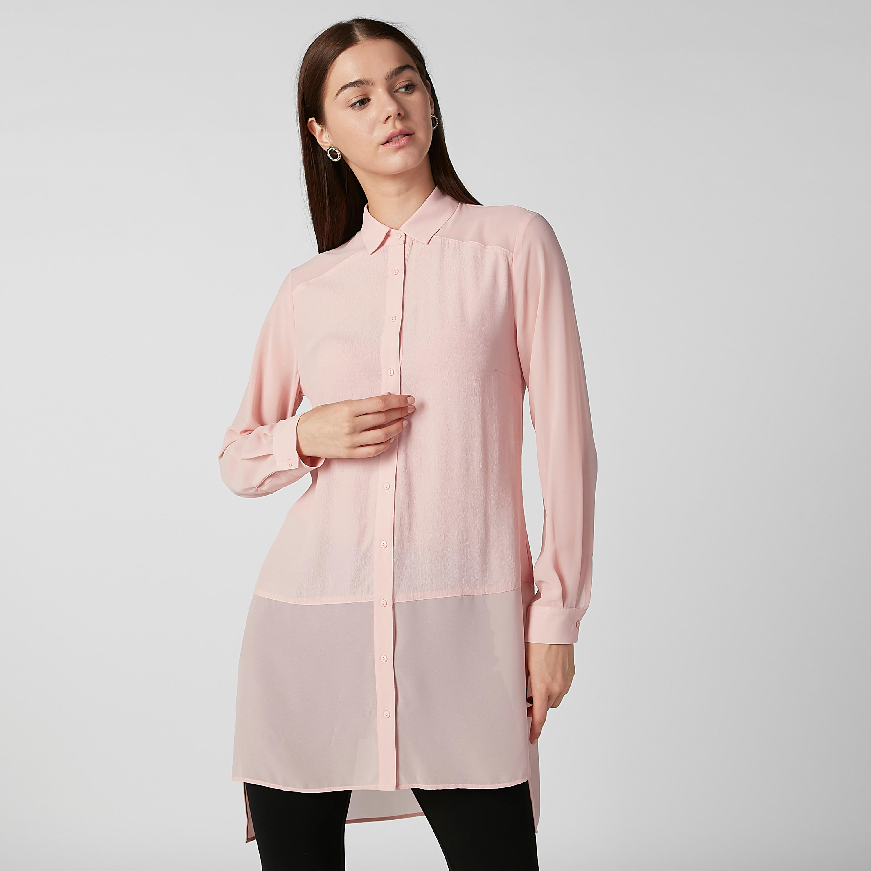 تونيك سادة بأكمام طويلة وحوّاف غير مستوية-women-clothing-shirtsandblouses-blouses-image-1