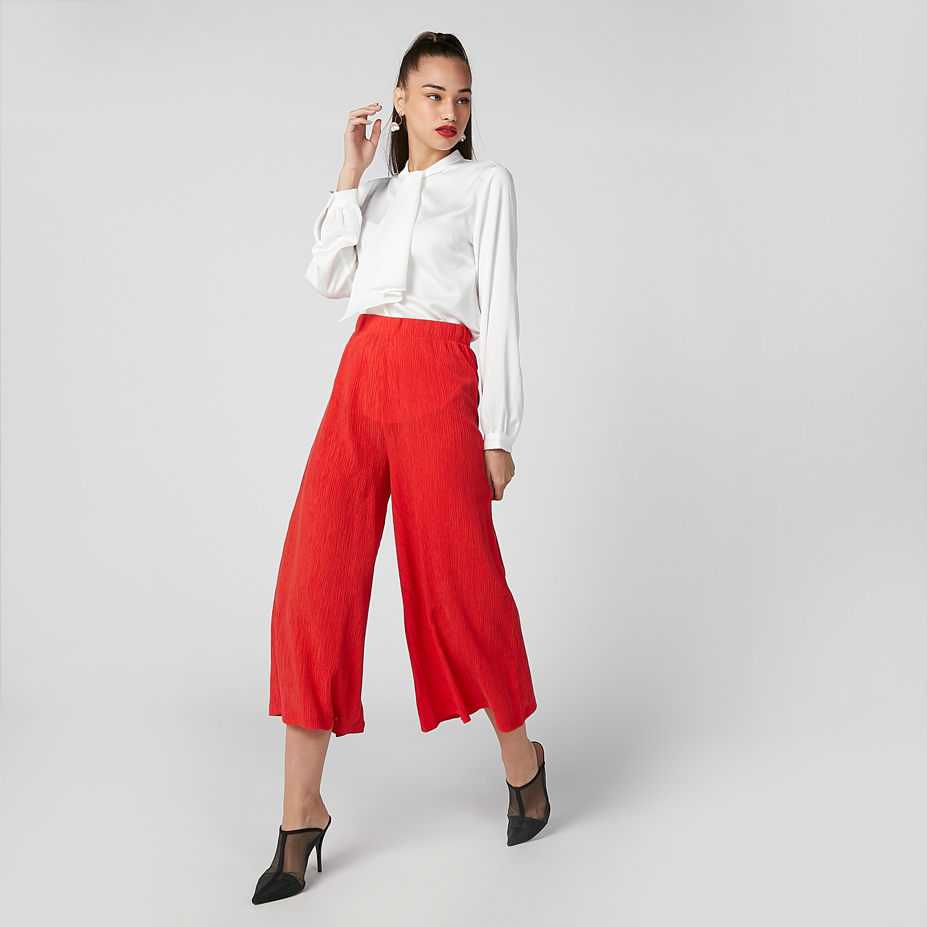 Sustainable Textured Top with High Neck and Long Sleeves-women-clothing-shirtsandblouses-blouses-image-2