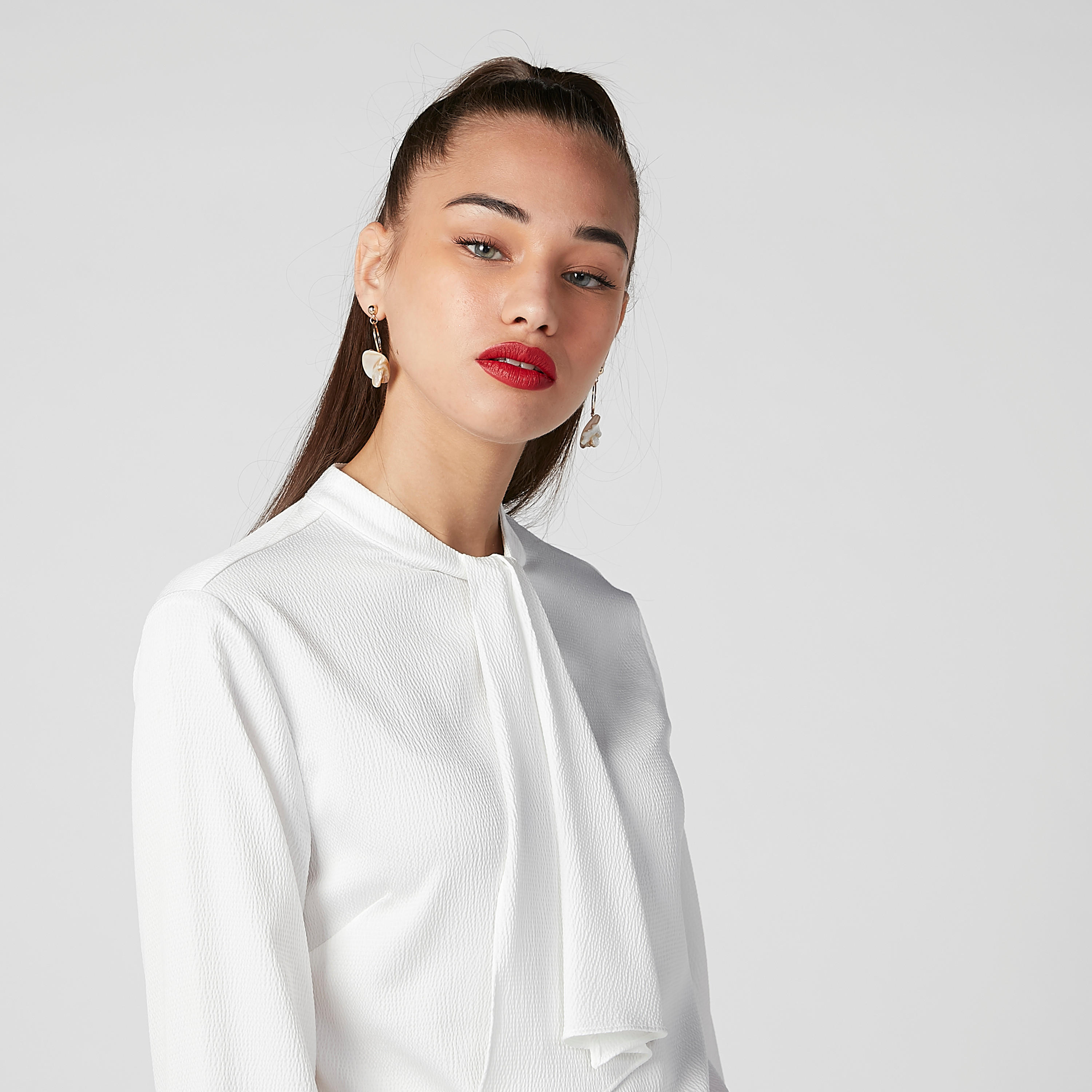 Sustainable Textured Top with High Neck and Long Sleeves-women-clothing-shirtsandblouses-blouses-image-3