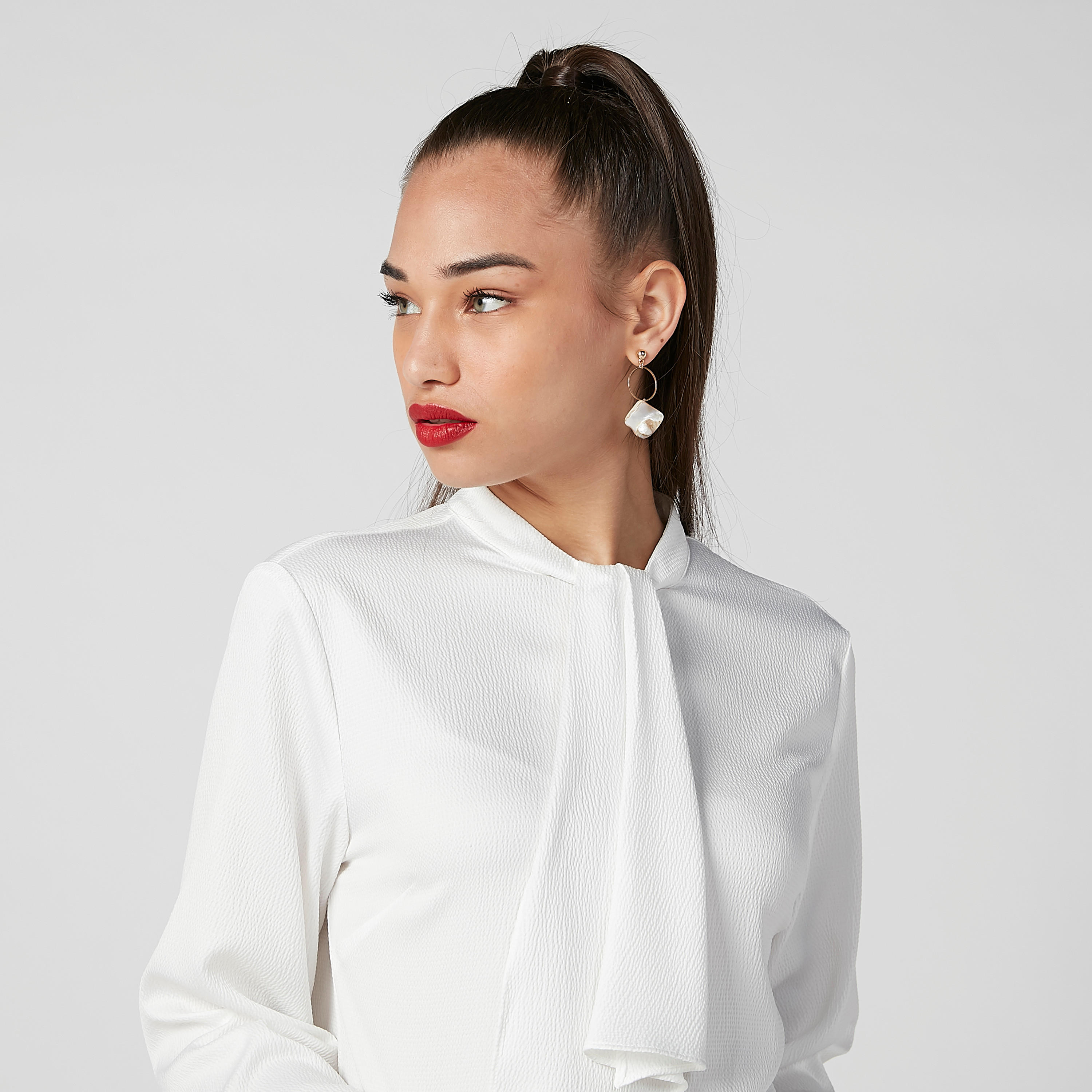 Sustainable Textured Top with High Neck and Long Sleeves-women-clothing-shirtsandblouses-blouses-image-5