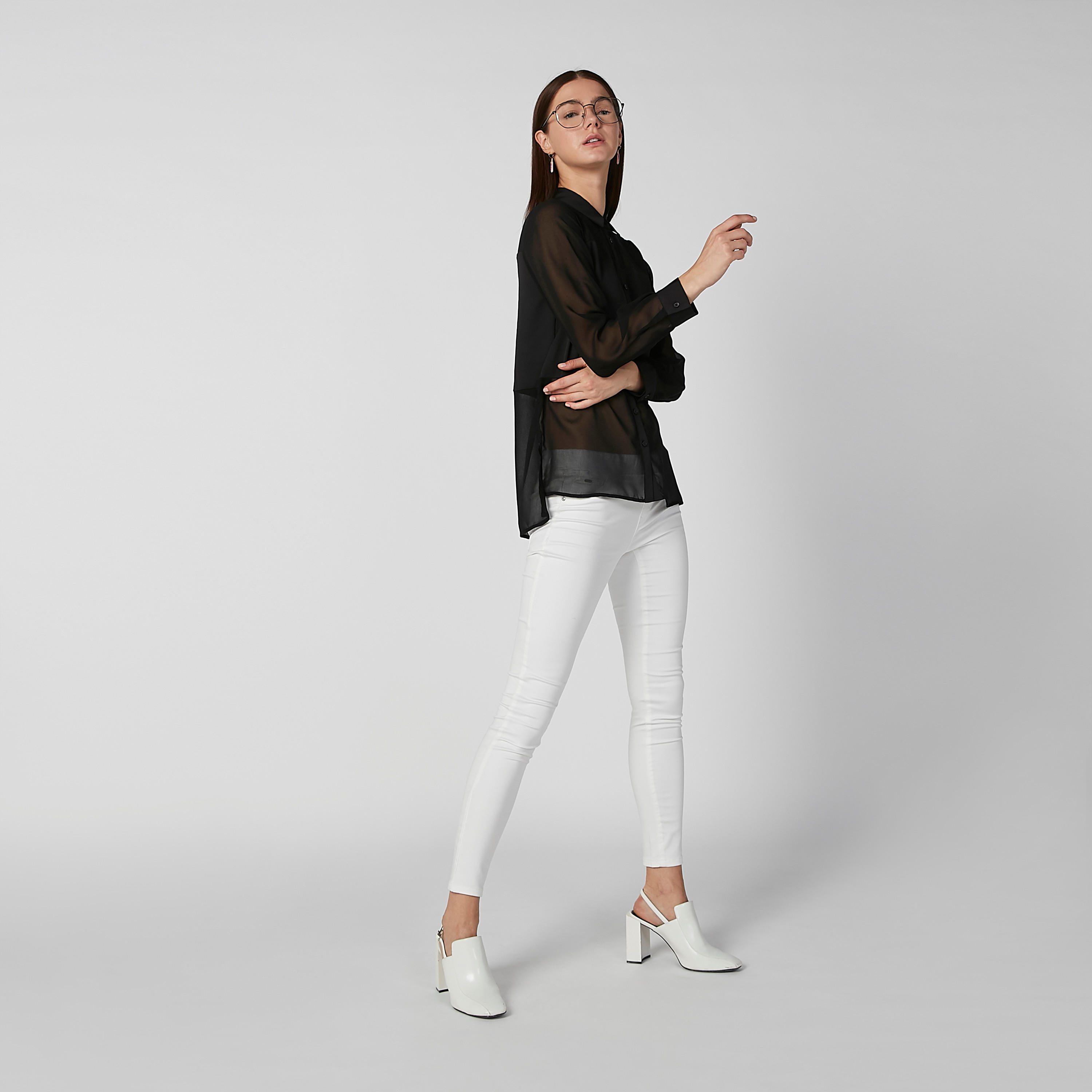 Sustainable Plain Shirt with Long Sleeves and High Low Hem-women-clothing-shirtsandblouses-shirts-image-2