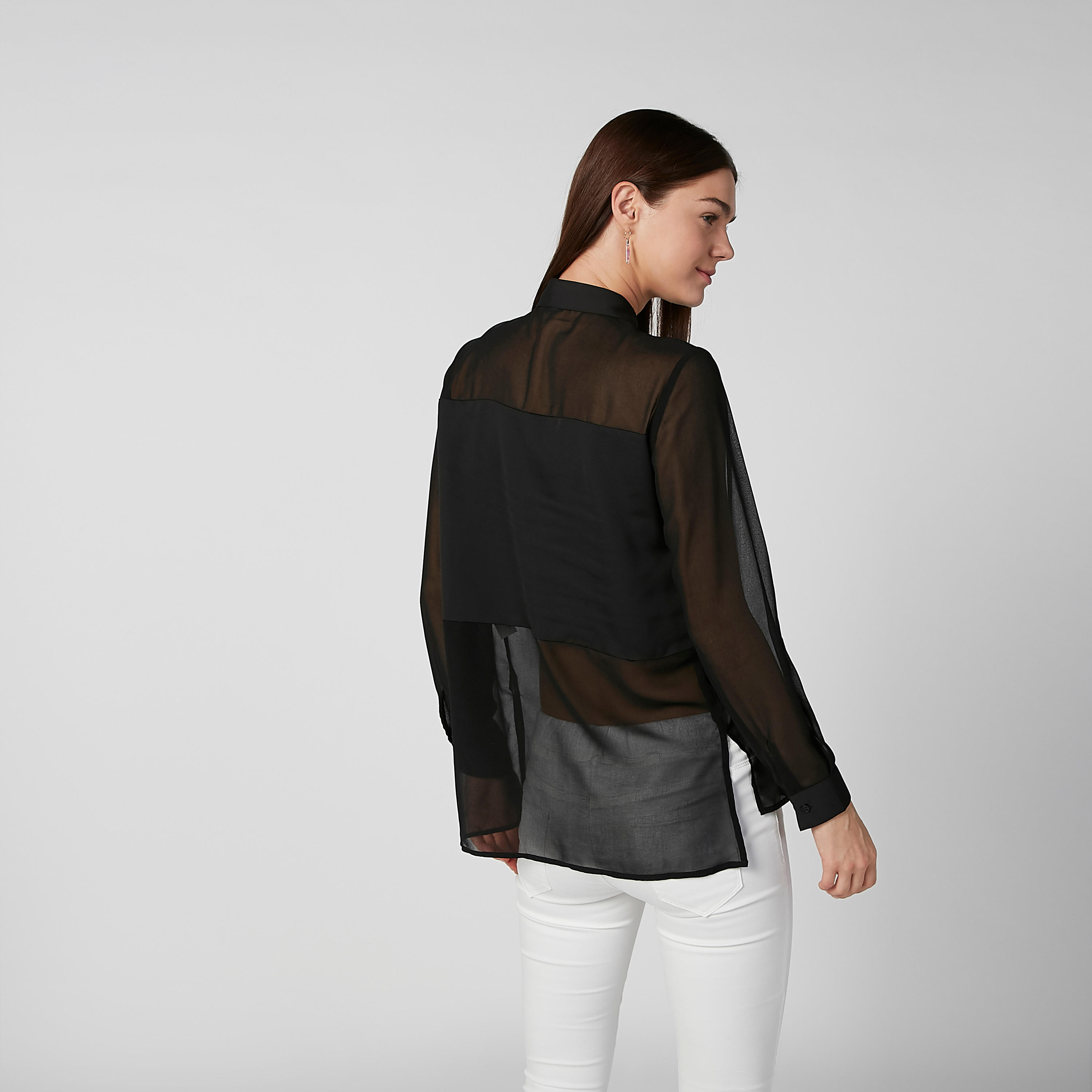 Sustainable Plain Shirt with Long Sleeves and High Low Hem-women-clothing-shirtsandblouses-shirts-image-4