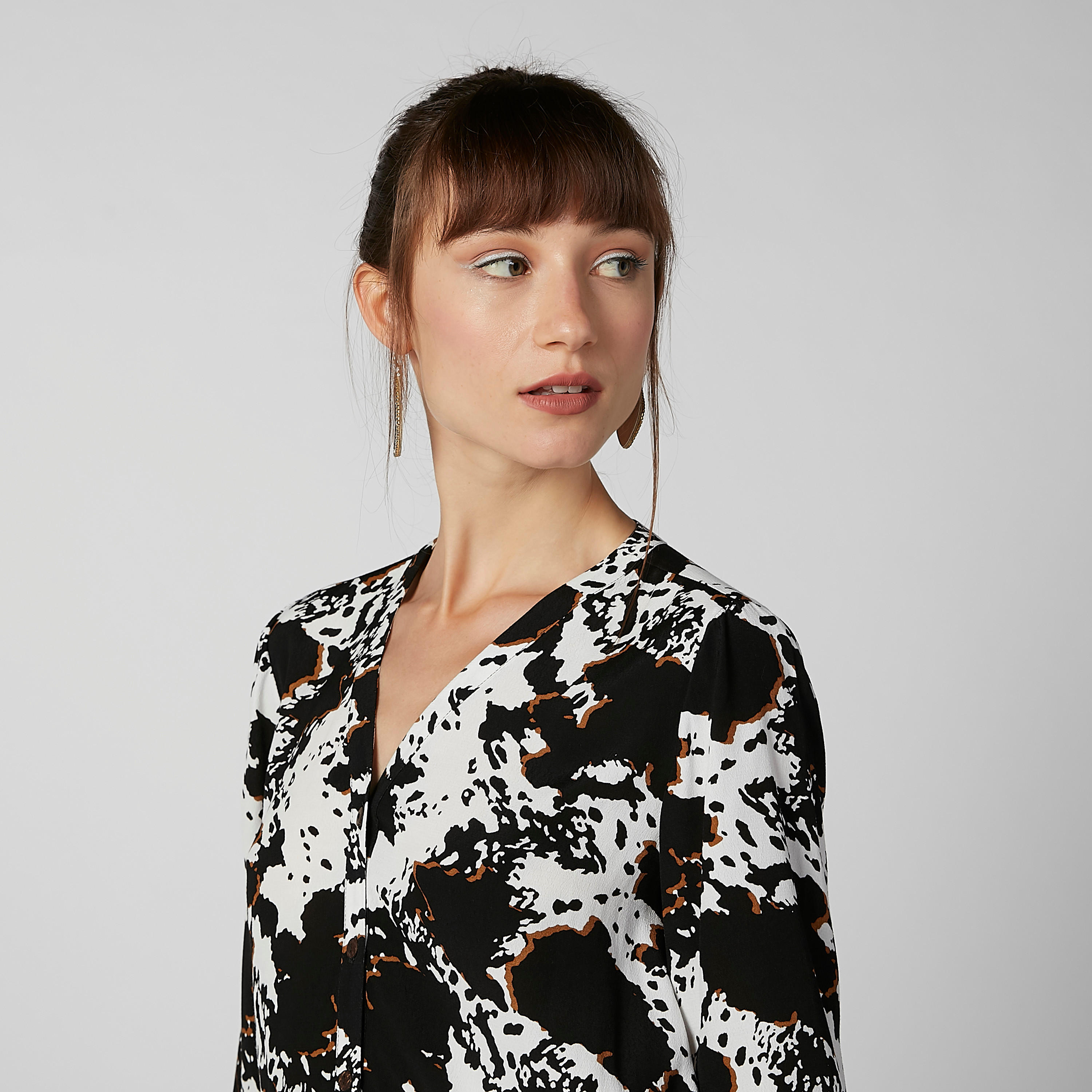Printed Top with V-neck and 3/4 Sleeves-women-clothing-shirtsandblouses-blouses-image-3