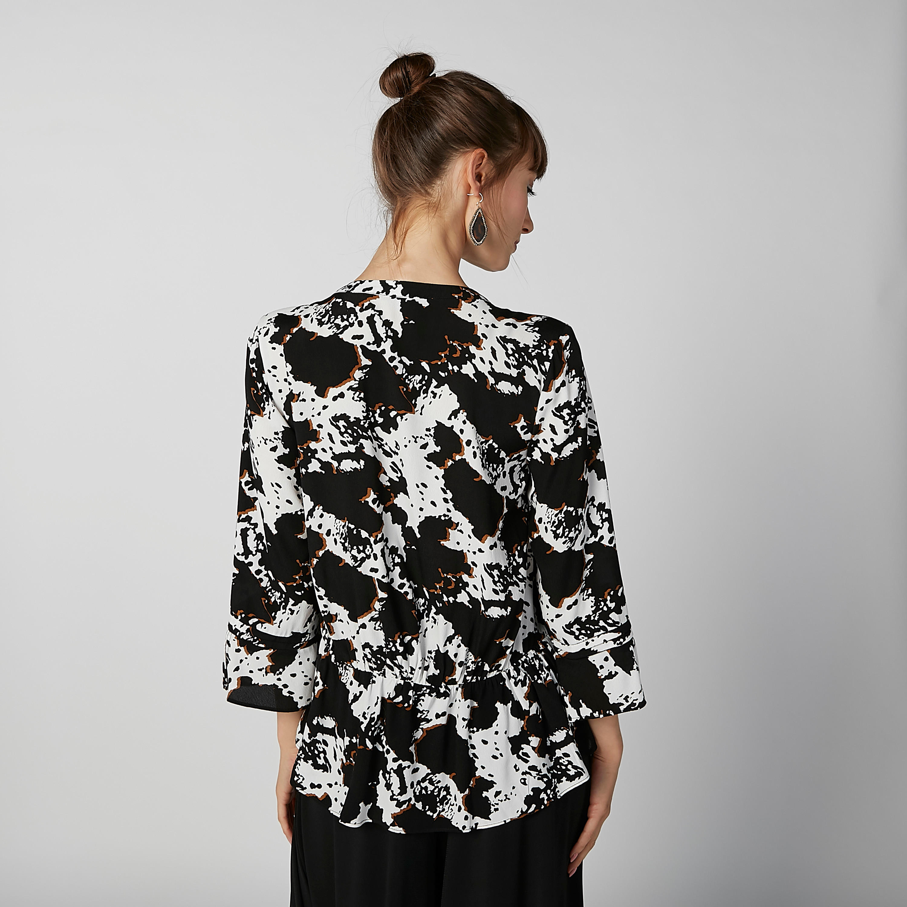 Printed Top with V-neck and 3/4 Sleeves-women-clothing-shirtsandblouses-blouses-image-5