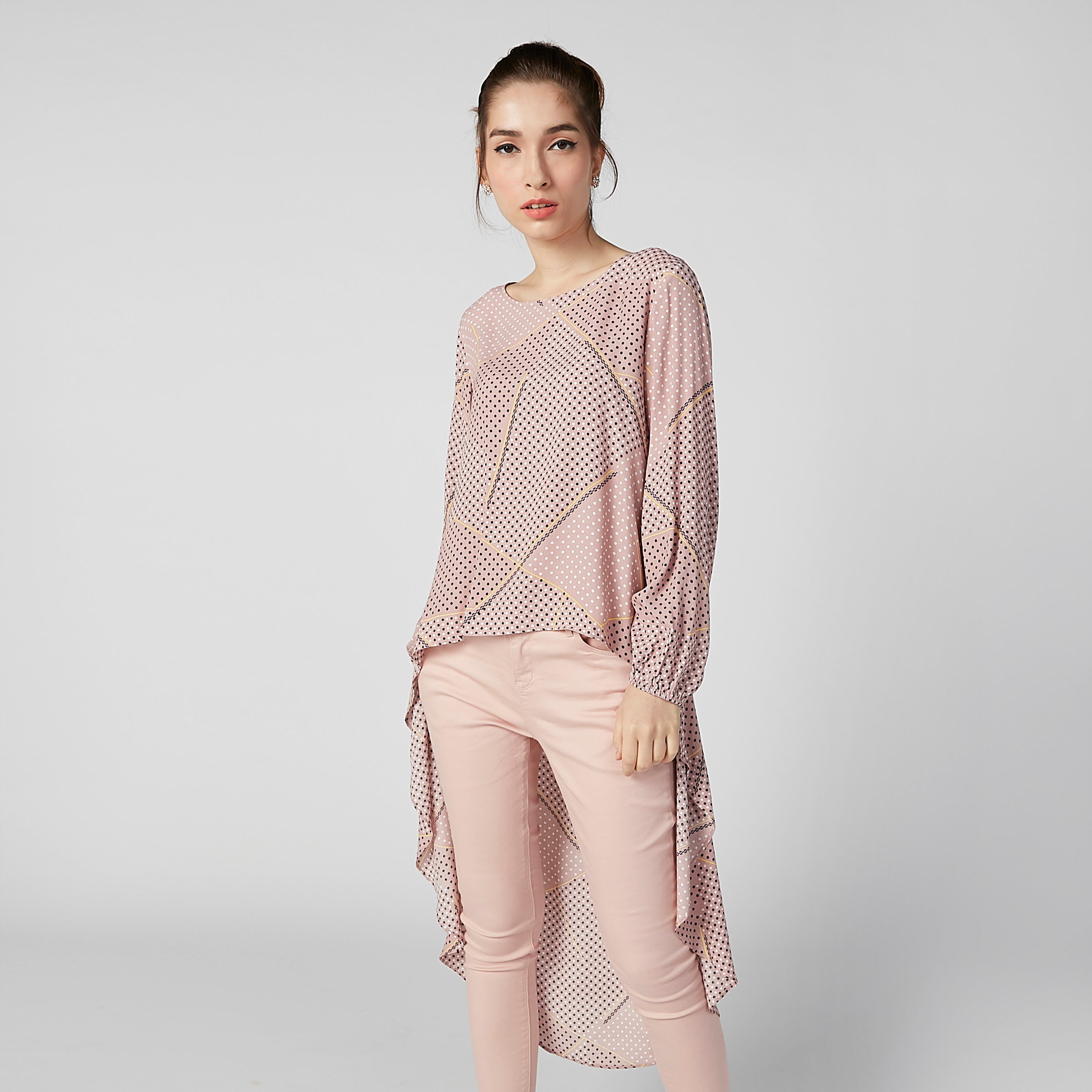 Printed Top with Long Sleeves and High Low Hem-women-clothing-shirtsandblouses-blouses-image-1