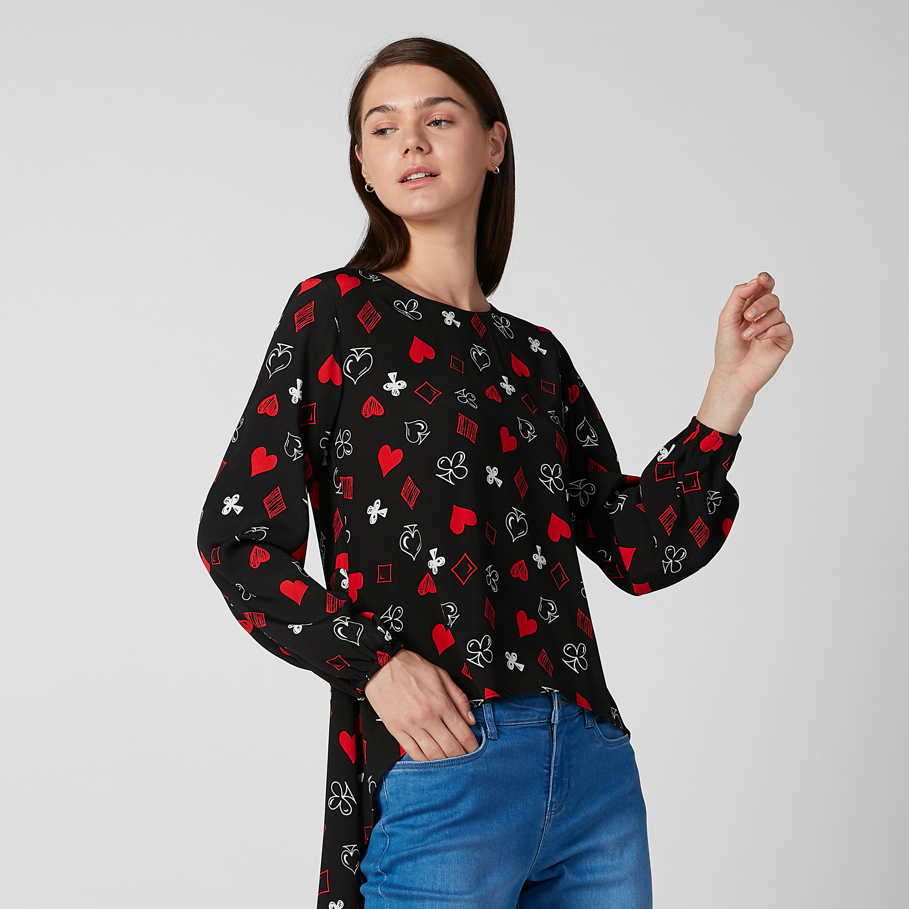 Printed Top with Long Sleeves and High Low Hem-women-clothing-shirtsandblouses-blouses-image-1