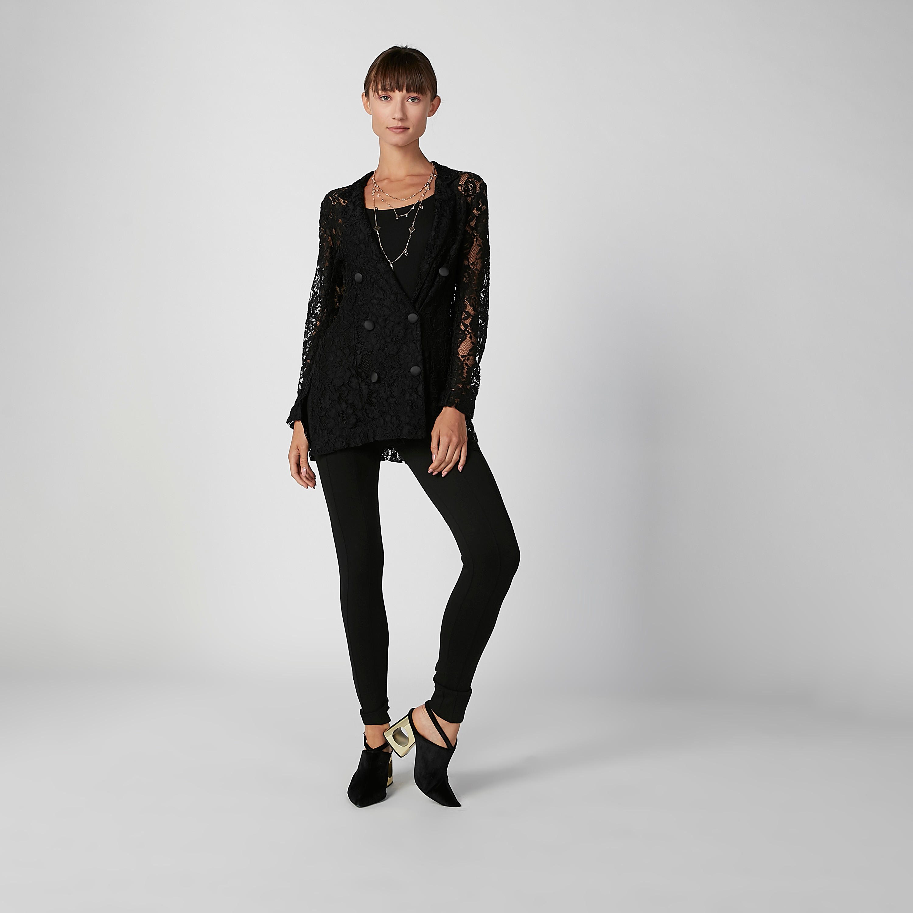 بنطلون بونتي سكيني سادة بخصر مطّاطي متوسط الارتفاع-women-clothing-bottoms-leggings-image-2