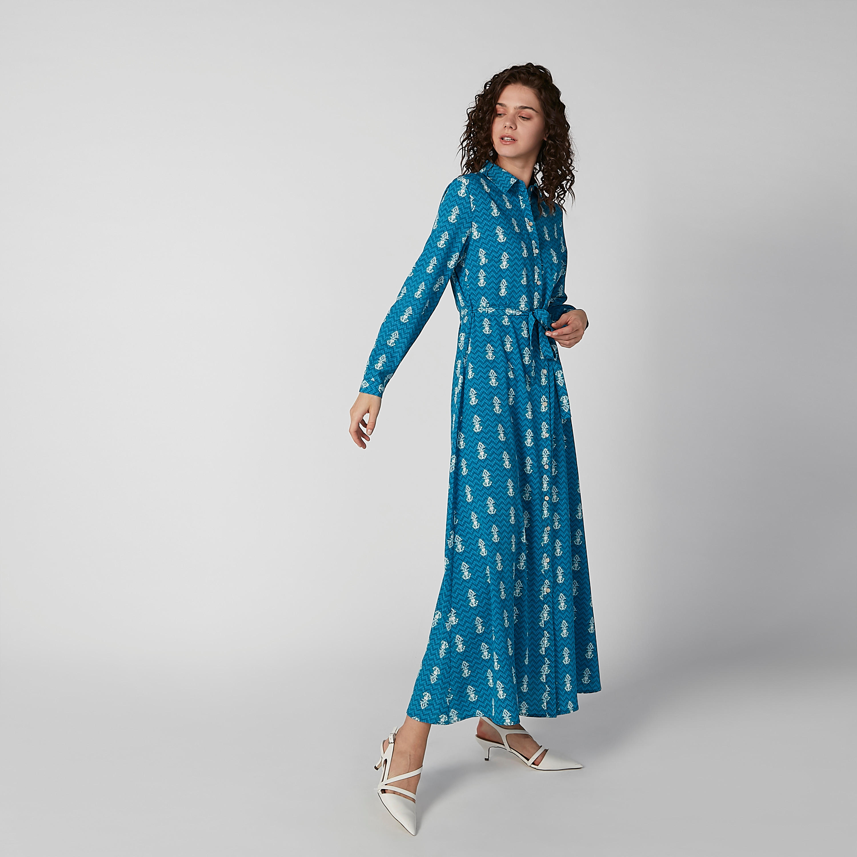 فستان ماكسي إيه لاين بأكمام طويلة وأربطة وطبعات-women-clothing-dresses-image-2