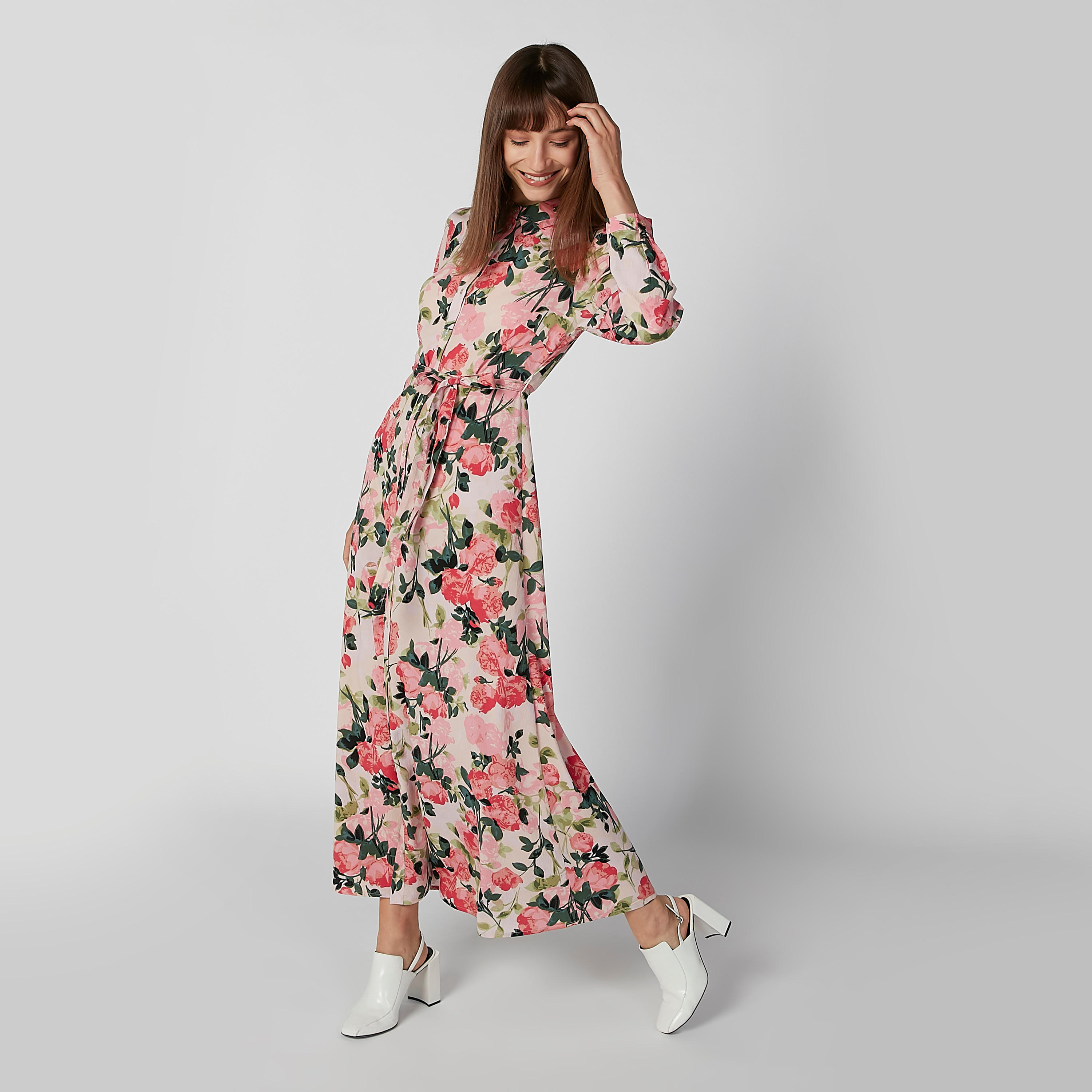 فستان قميص ماكسي بأكمام طويلة وأربطة وطبعات-women-clothing-dresses-image-1