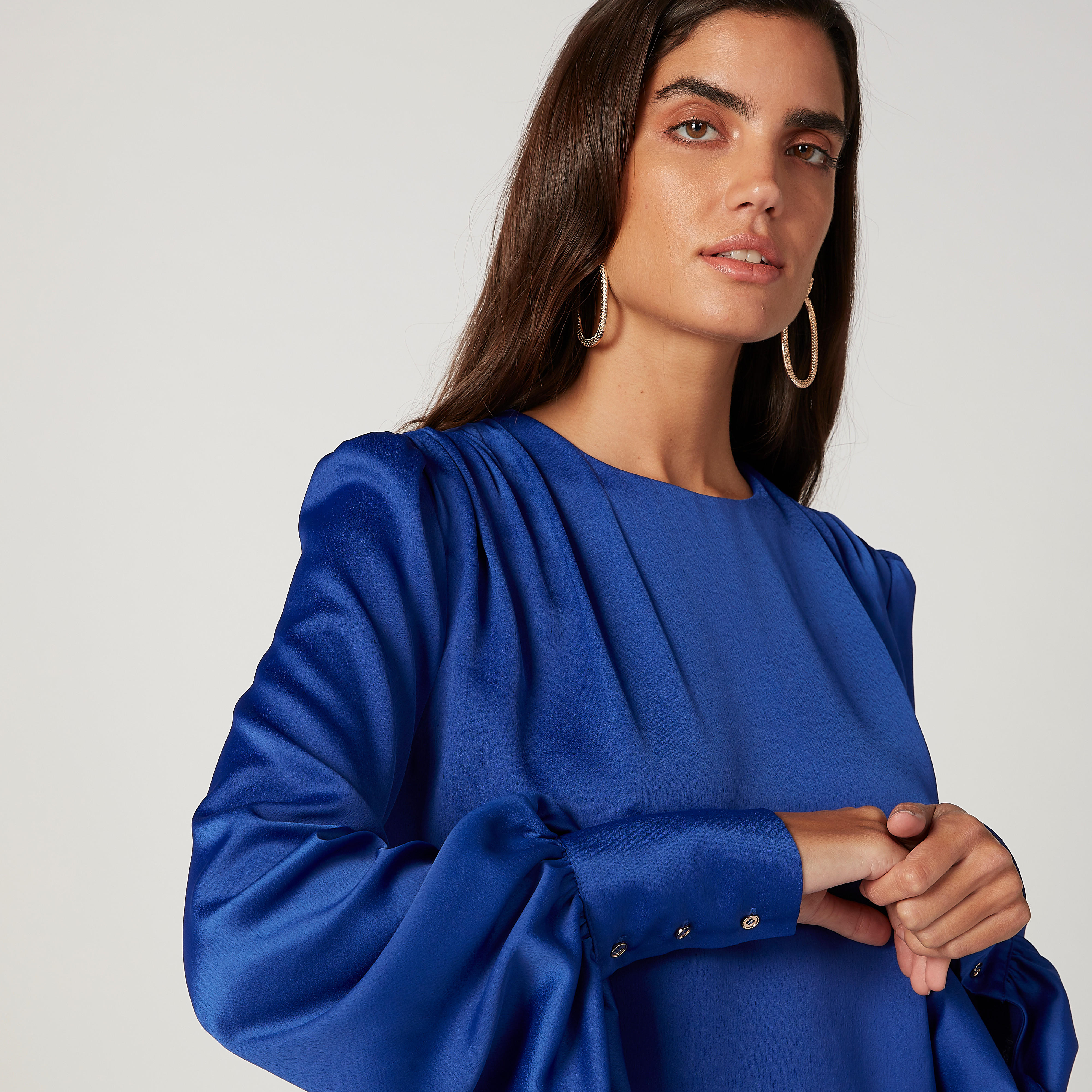 Solid Top with Round Neck and Bishop Sleeves-women-clothing-shirtsandblouses-blouses-image-3