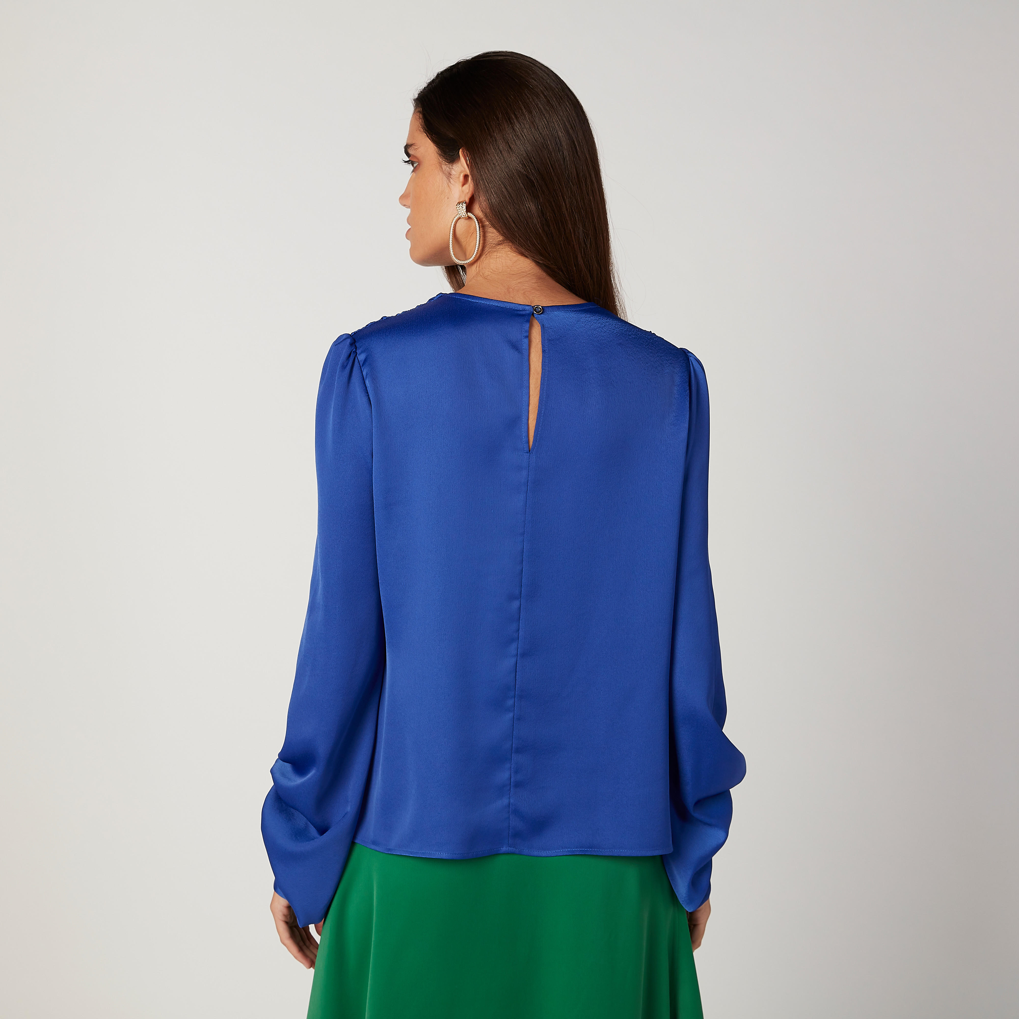 Solid Top with Round Neck and Bishop Sleeves-women-clothing-shirtsandblouses-blouses-image-4