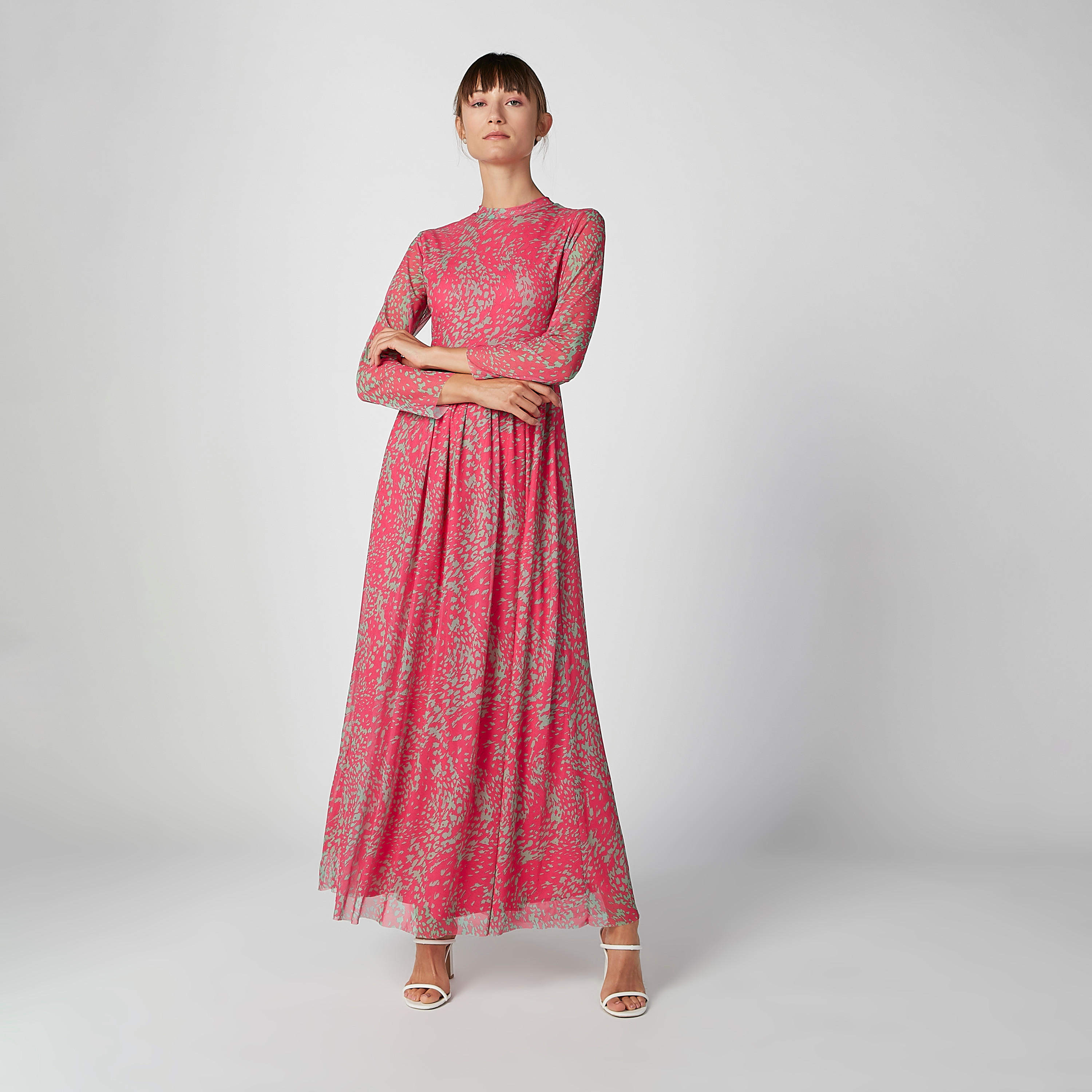 فستان طويل إيه لاين بياقة عالية وأكمام طويلة وطبعات-women-clothing-dresses-image-1