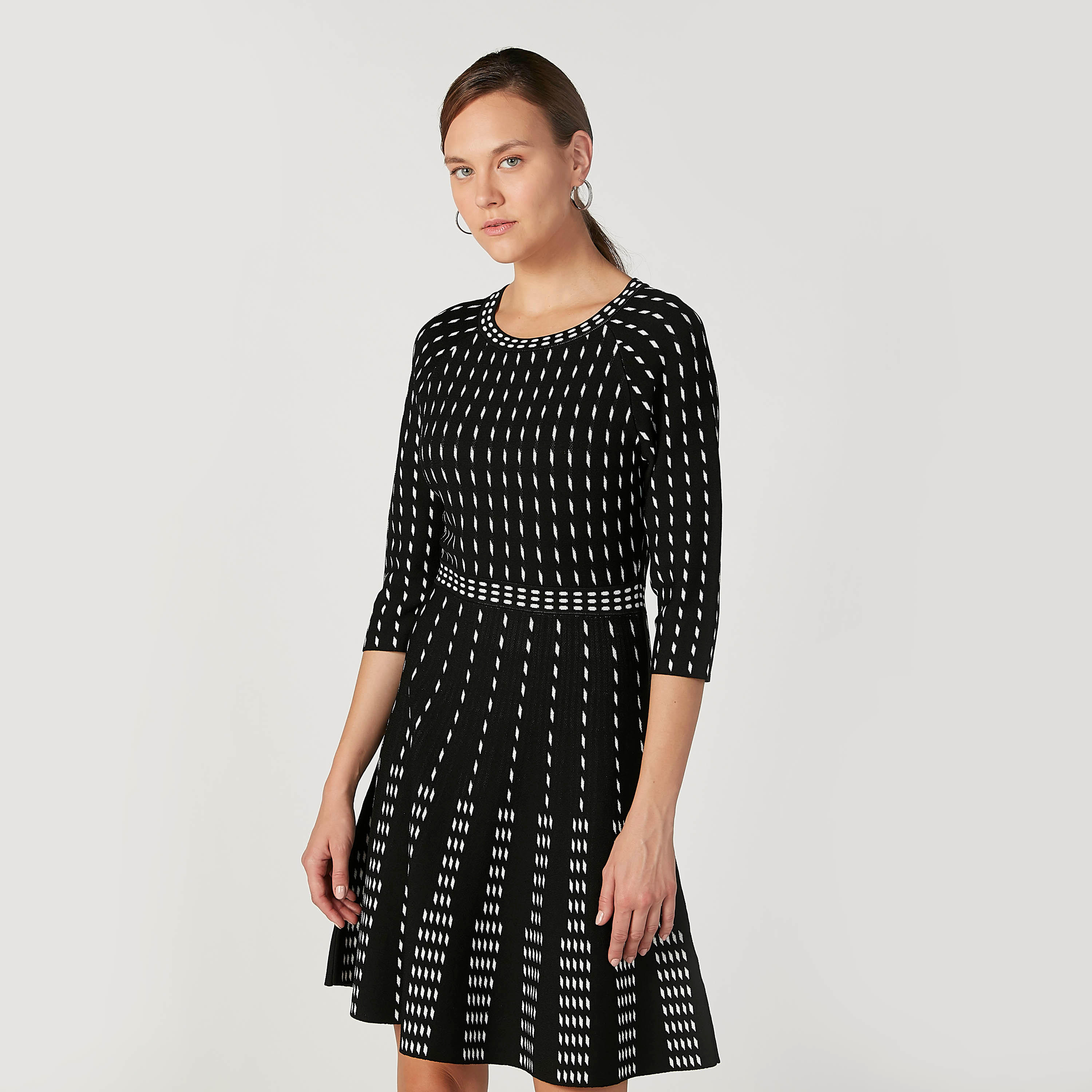 Sustainable Printed Midi A-line Dress with 3/4 Sleeves-women-clothing-dresses-image-1