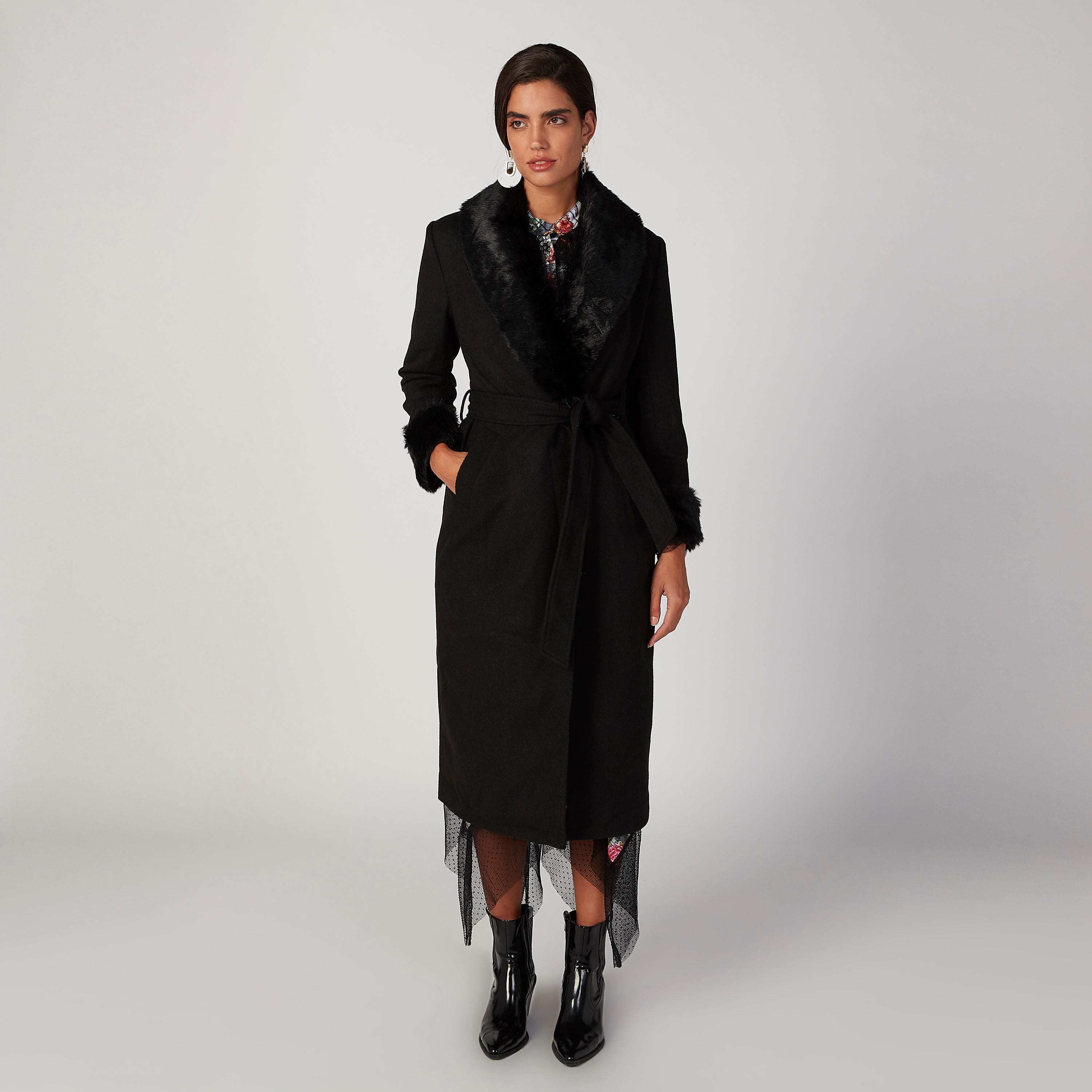 جاكيت باركا بارز الملمس بأكمام طويلة وأربطة-women-winterwear-coatsandjackets-jackets-image-5