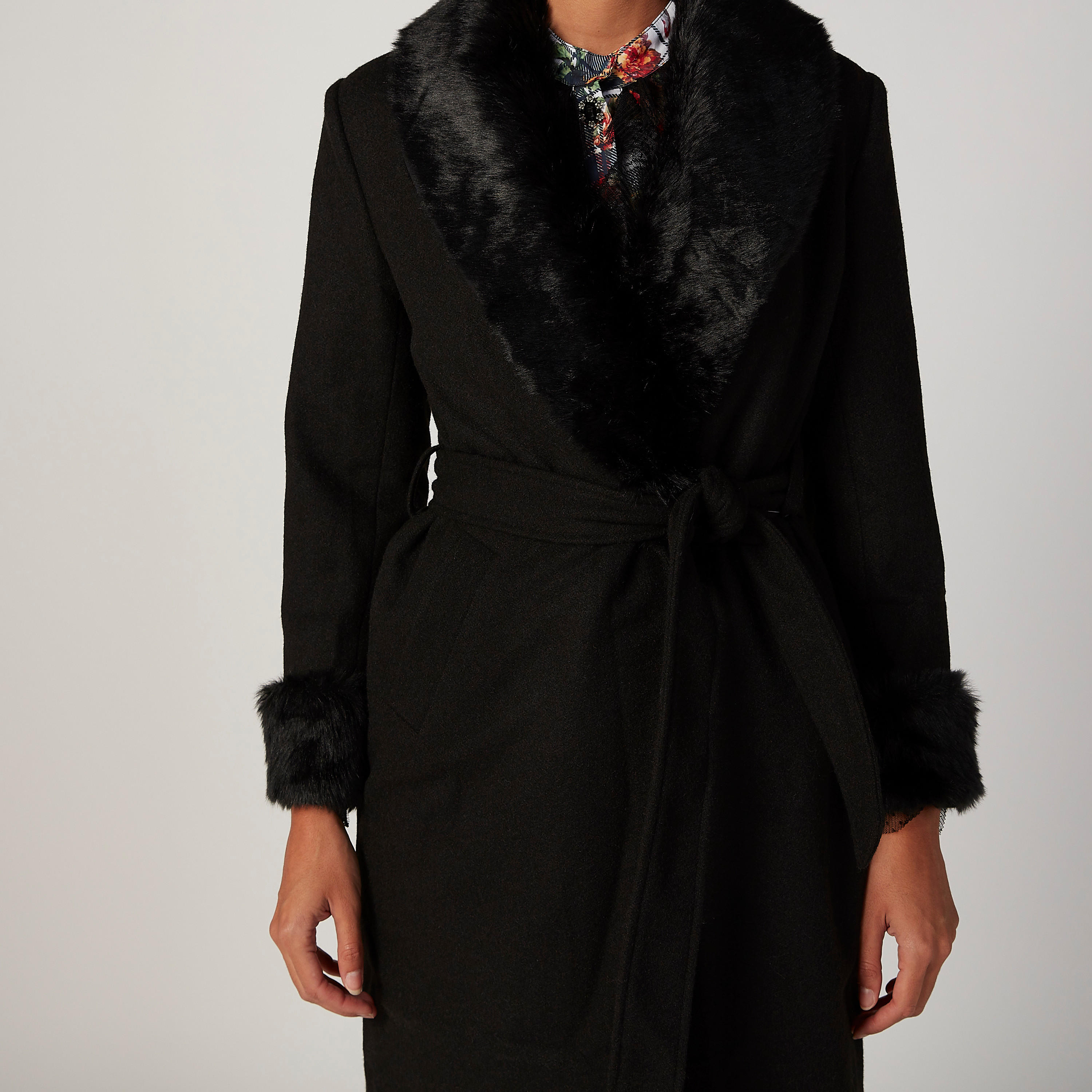 جاكيت باركا بارز الملمس بأكمام طويلة وأربطة-women-winterwear-coatsandjackets-jackets-image-3