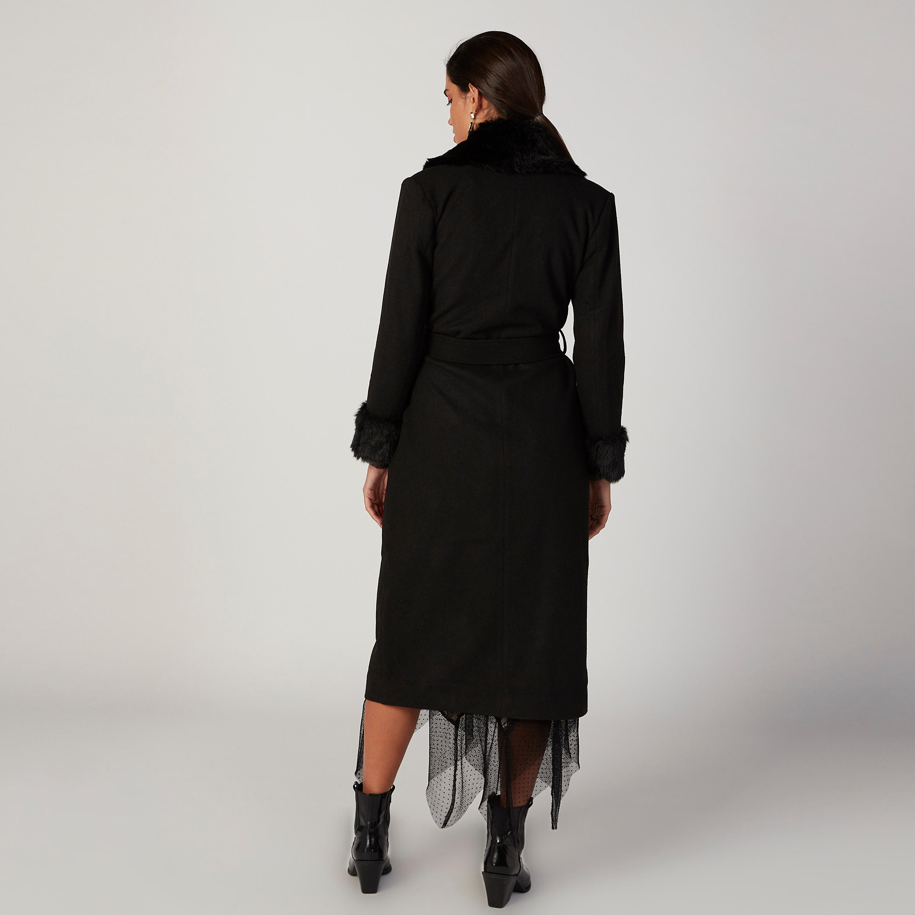 جاكيت باركا بارز الملمس بأكمام طويلة وأربطة-women-winterwear-coatsandjackets-jackets-image-2