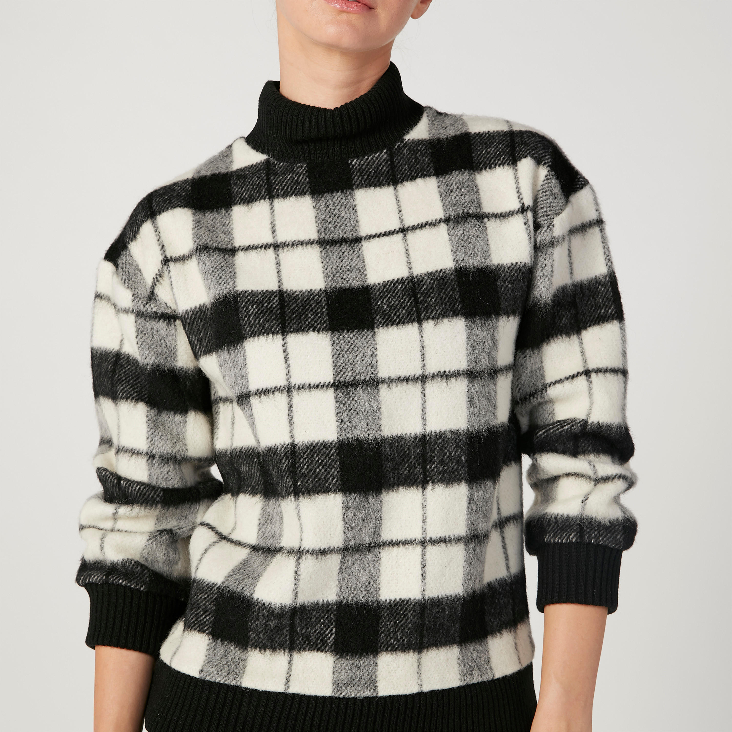كنزة مستدامة كاروهات بياقة عالية وأكمام طويلة -women-clothing-cardigansandjumpers-jumpers-image-3