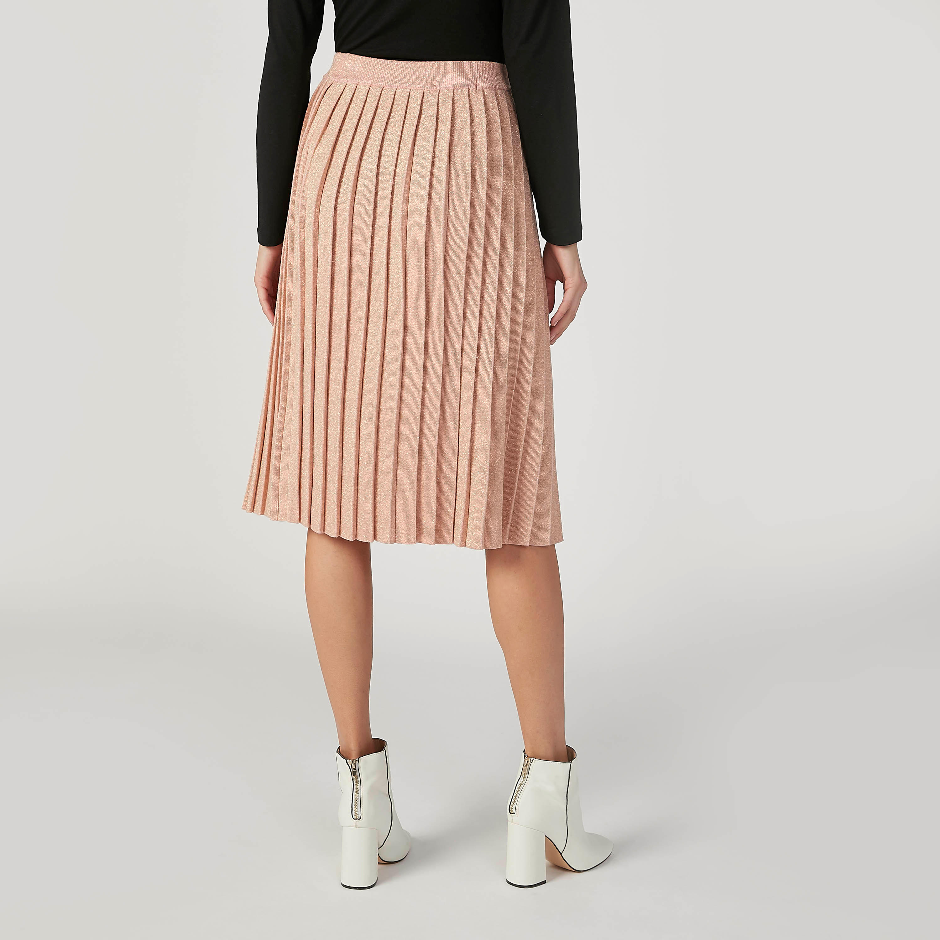 تنورة إيه لاين بارزة الملمس متوسطة الطول بخصر مطّاطي وطيّات-women-clothing-bottoms-skirts-image-4