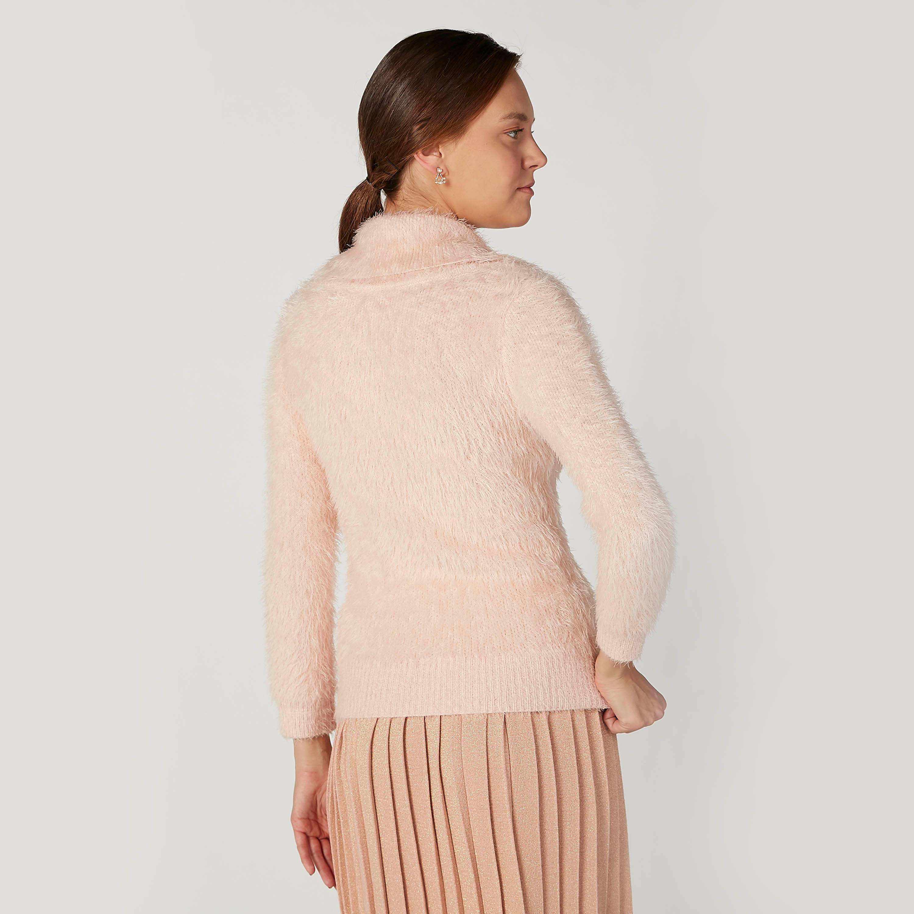 سويتر بارز الملمس بياقة عالية وأكمام طويلة-women-clothing-cardigansandjumpers-jumpers-image-4