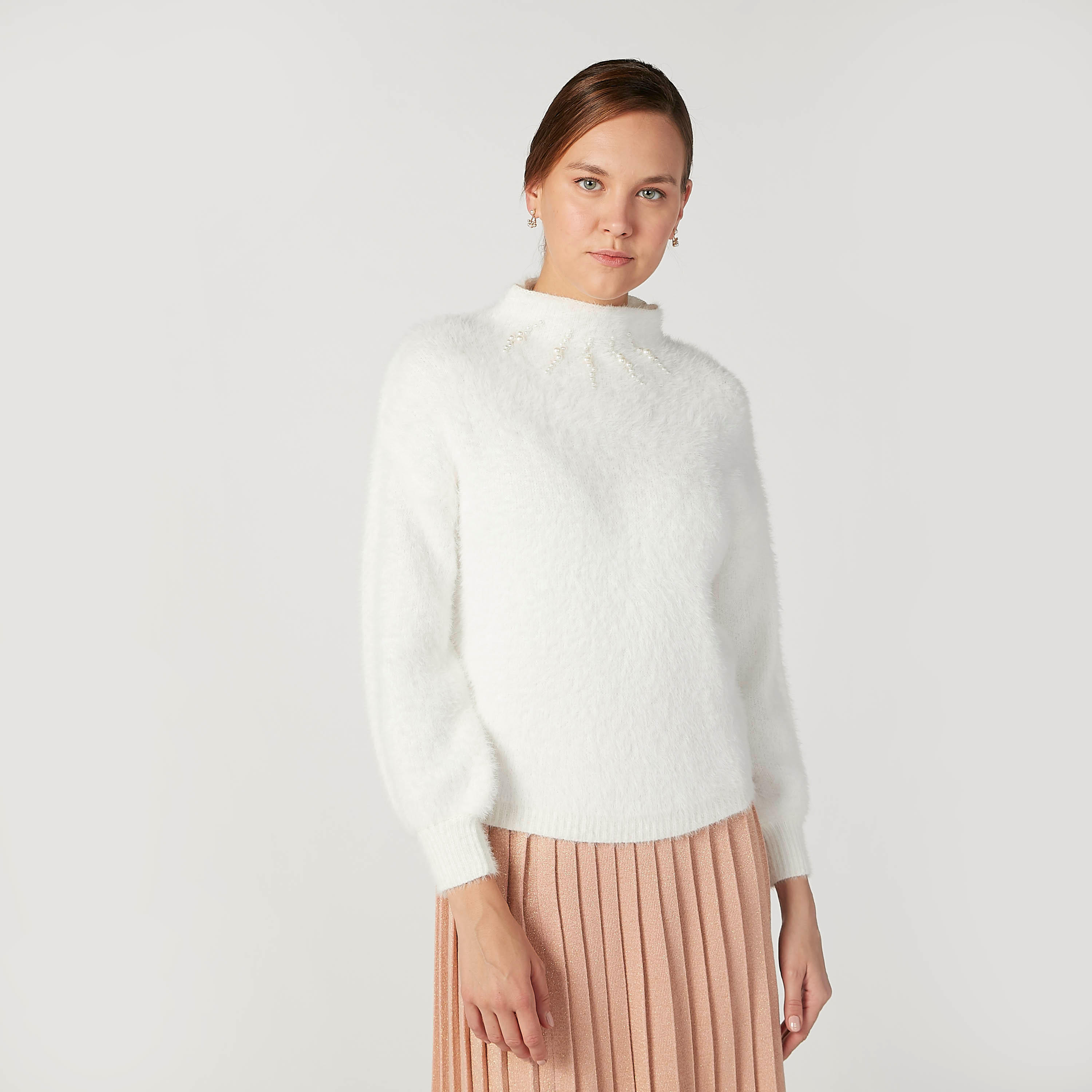 سويتر بارز الملمس بياقة عالية وأكمام طويلة-women-clothing-cardigansandjumpers-jumpers-image-4