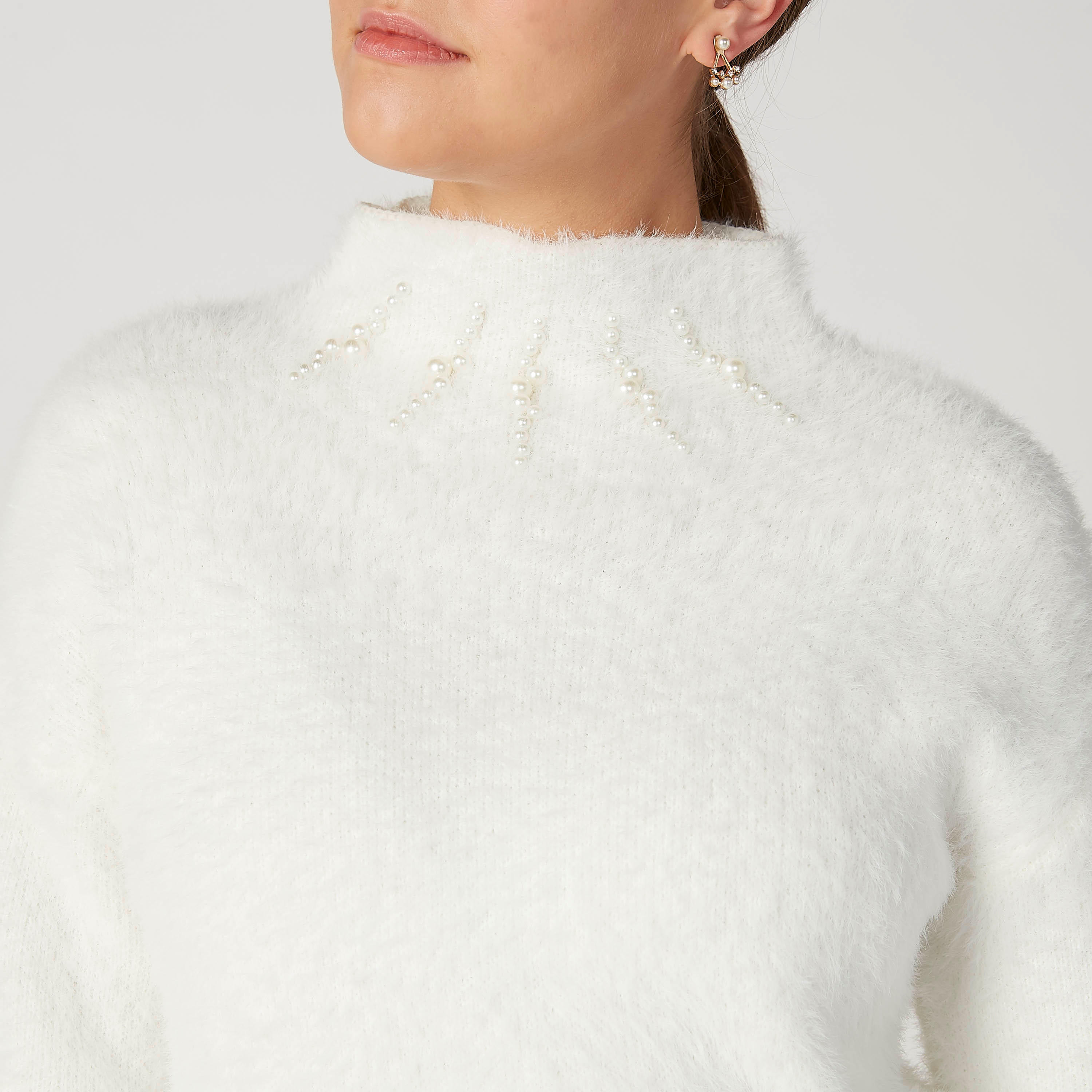 سويتر بارز الملمس بياقة عالية وأكمام طويلة-women-clothing-cardigansandjumpers-jumpers-image-2