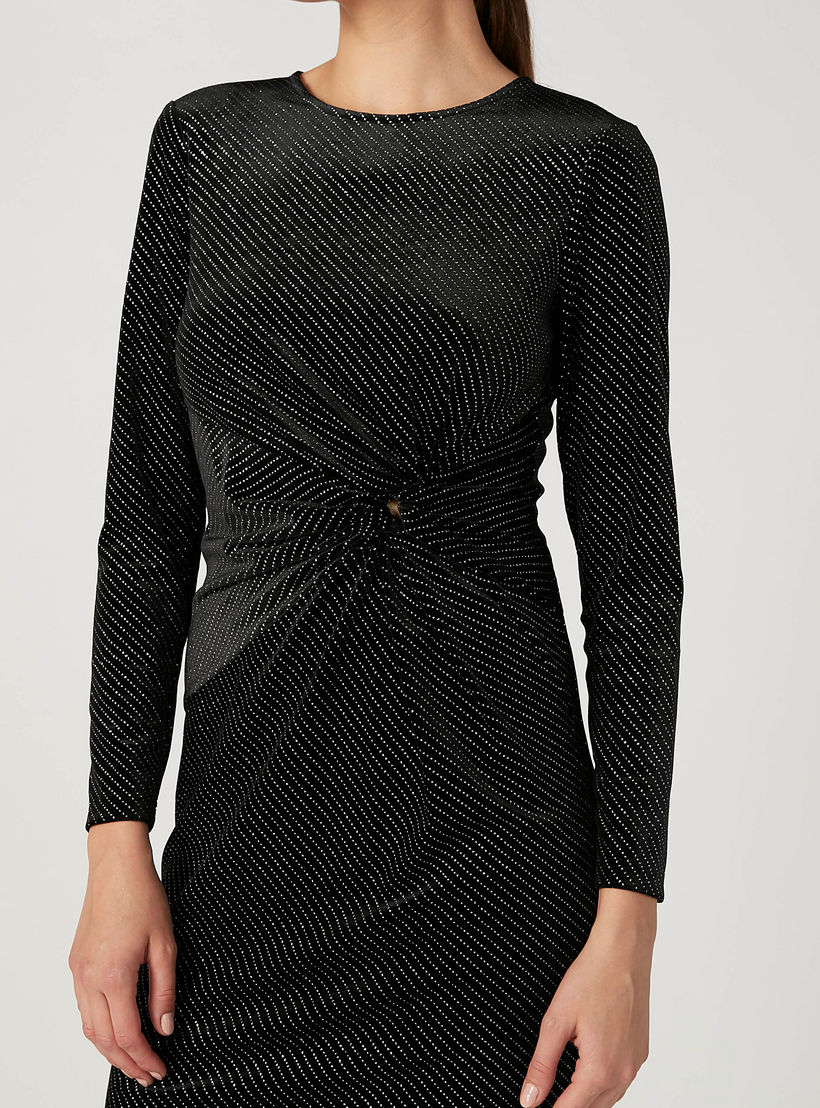 فستان مستدام بارز الملمس قصير دون أكمام بقصّة ضيّقة وسحّاب إغلاق -women-clothing-dresses-image-3