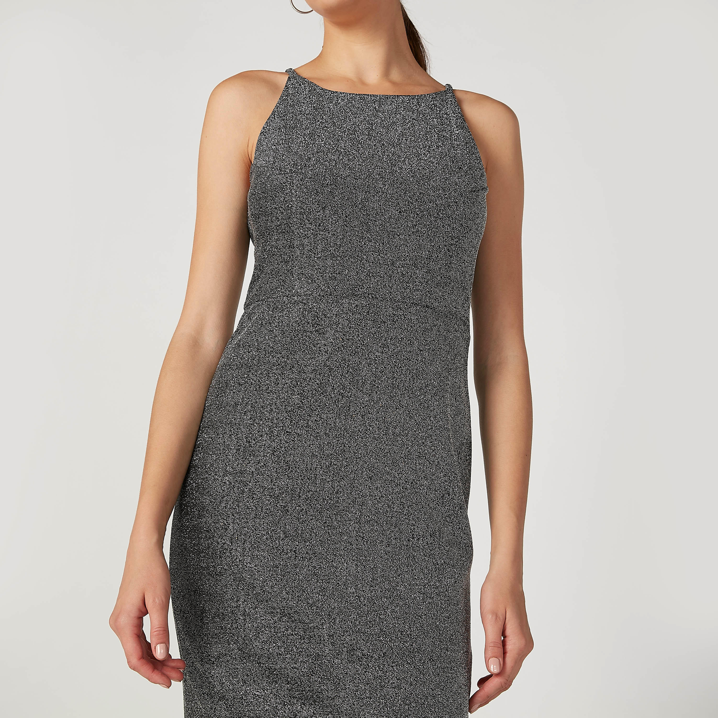 فستان مستدام بارز الملمس قصير دون أكمام بقصّة ضيّقة وسحّاب إغلاق -women-clothing-dresses-image-3