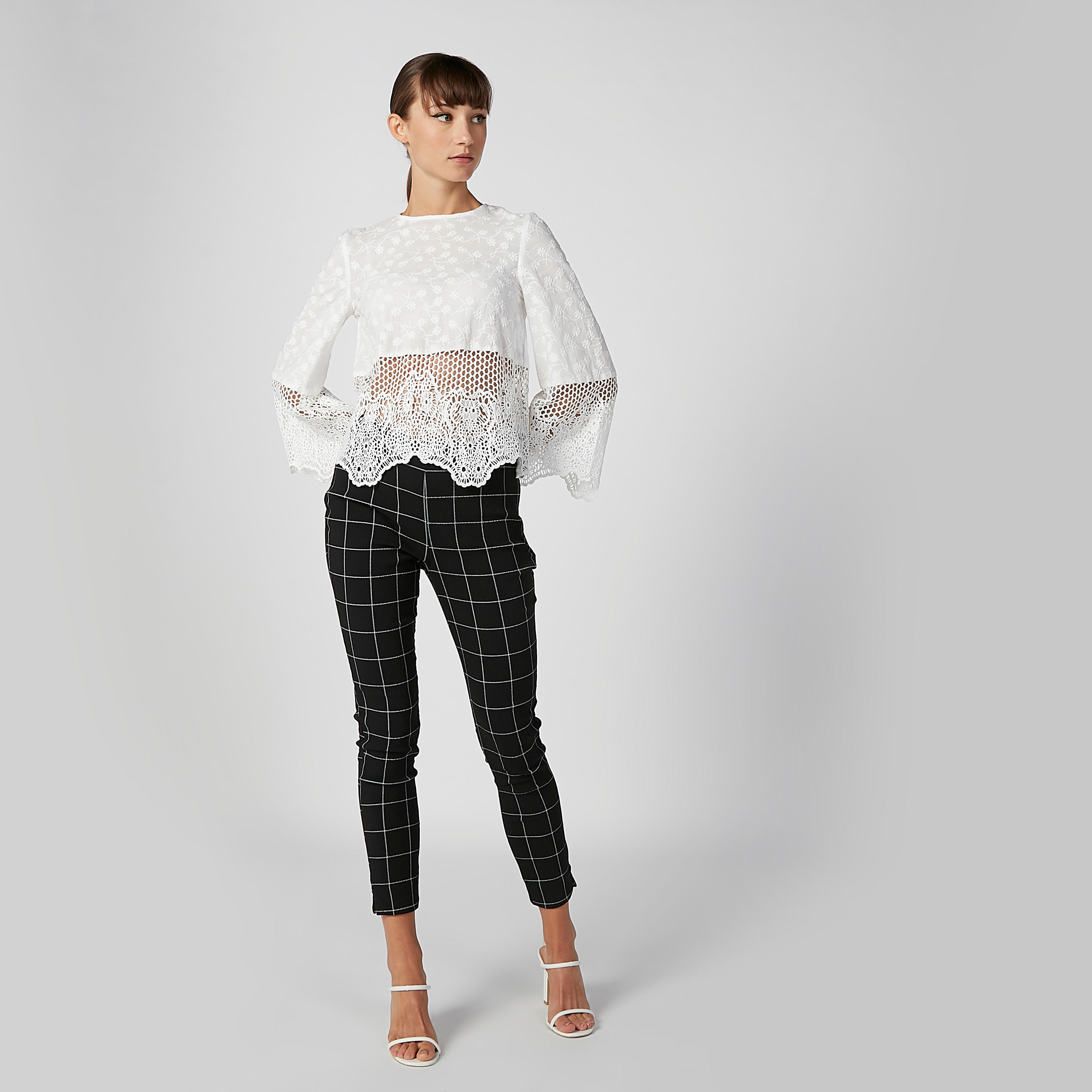 Lace Detail Top with Round Neck and Bell Sleeves-women-clothing-shirtsandblouses-blouses-image-3