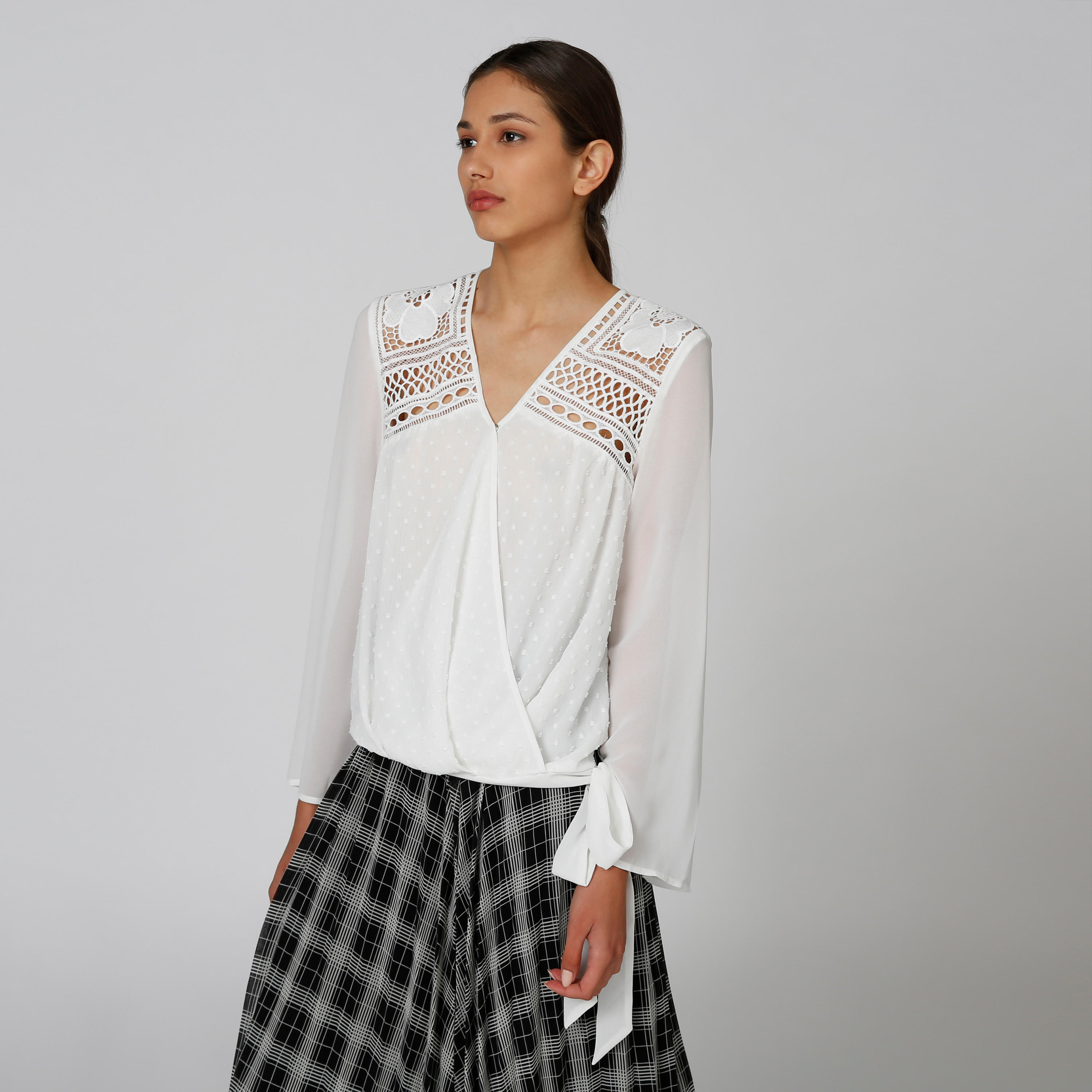 Textured Top with Long Sleeves and Tie Ups-women-clothing-shirtsandblouses-blouses-image-4