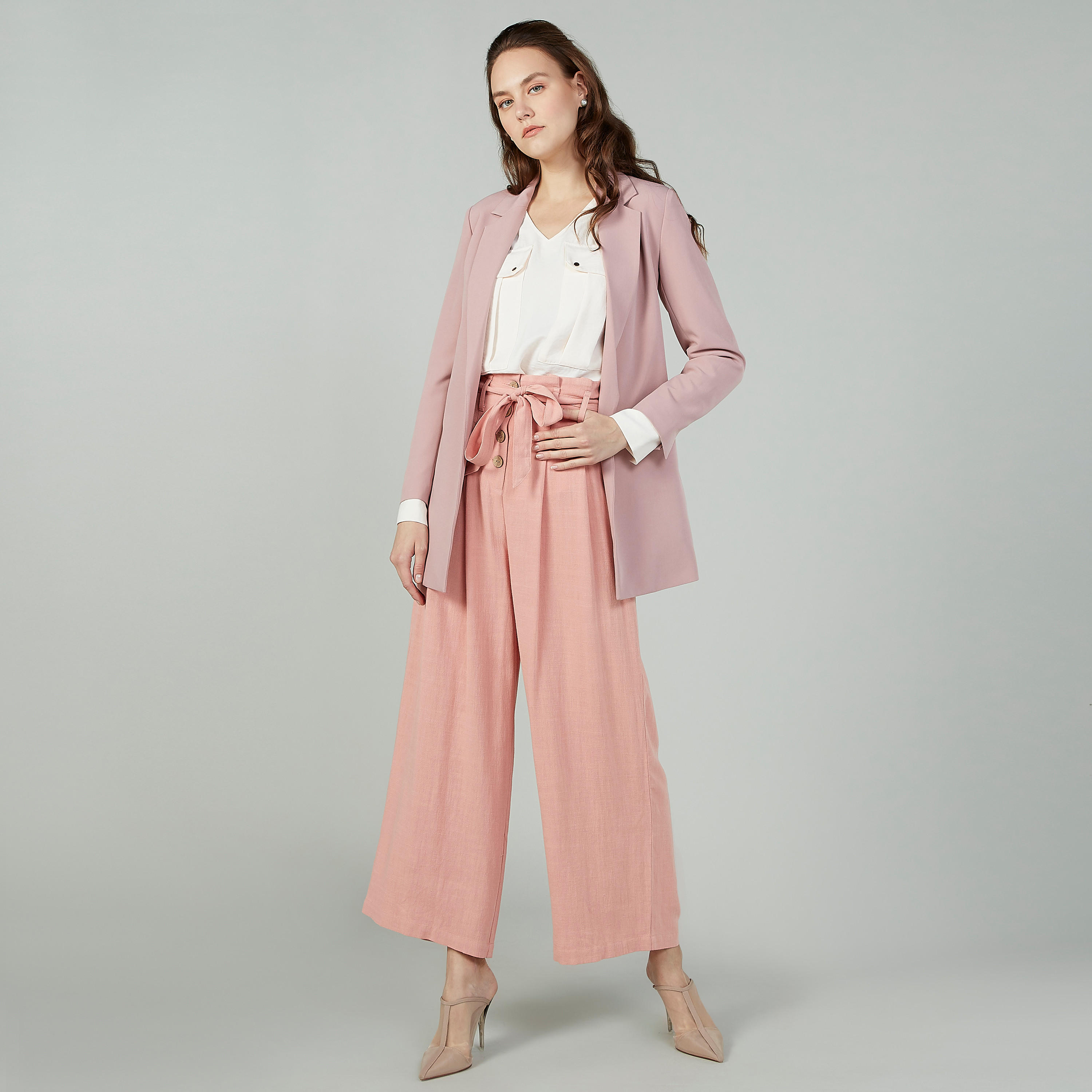 بلوزة سادة بياقة V وأكمام طويلة-women-clothing-shirtsandblouses-blouses-image-3