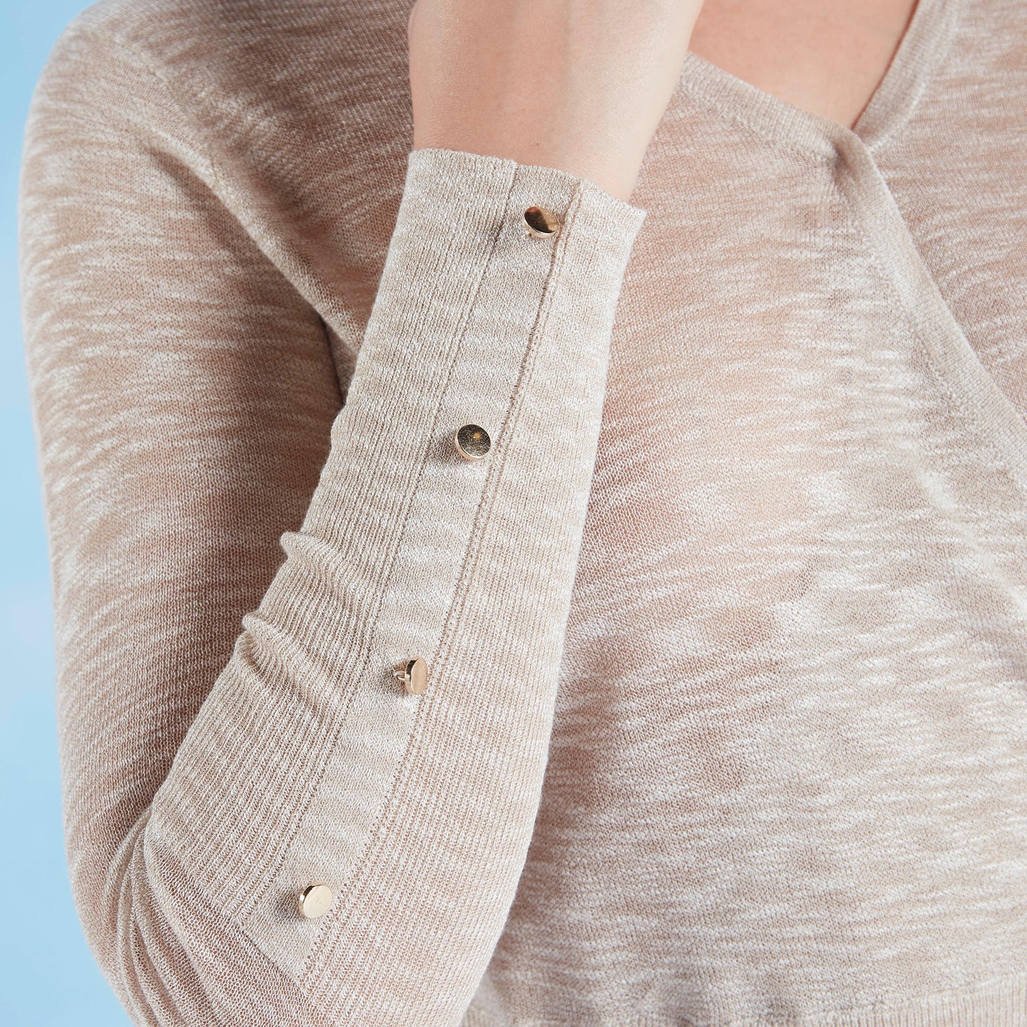 Textured Top with V-neck and Long Sleeves-women-clothing-tshirts-image-3