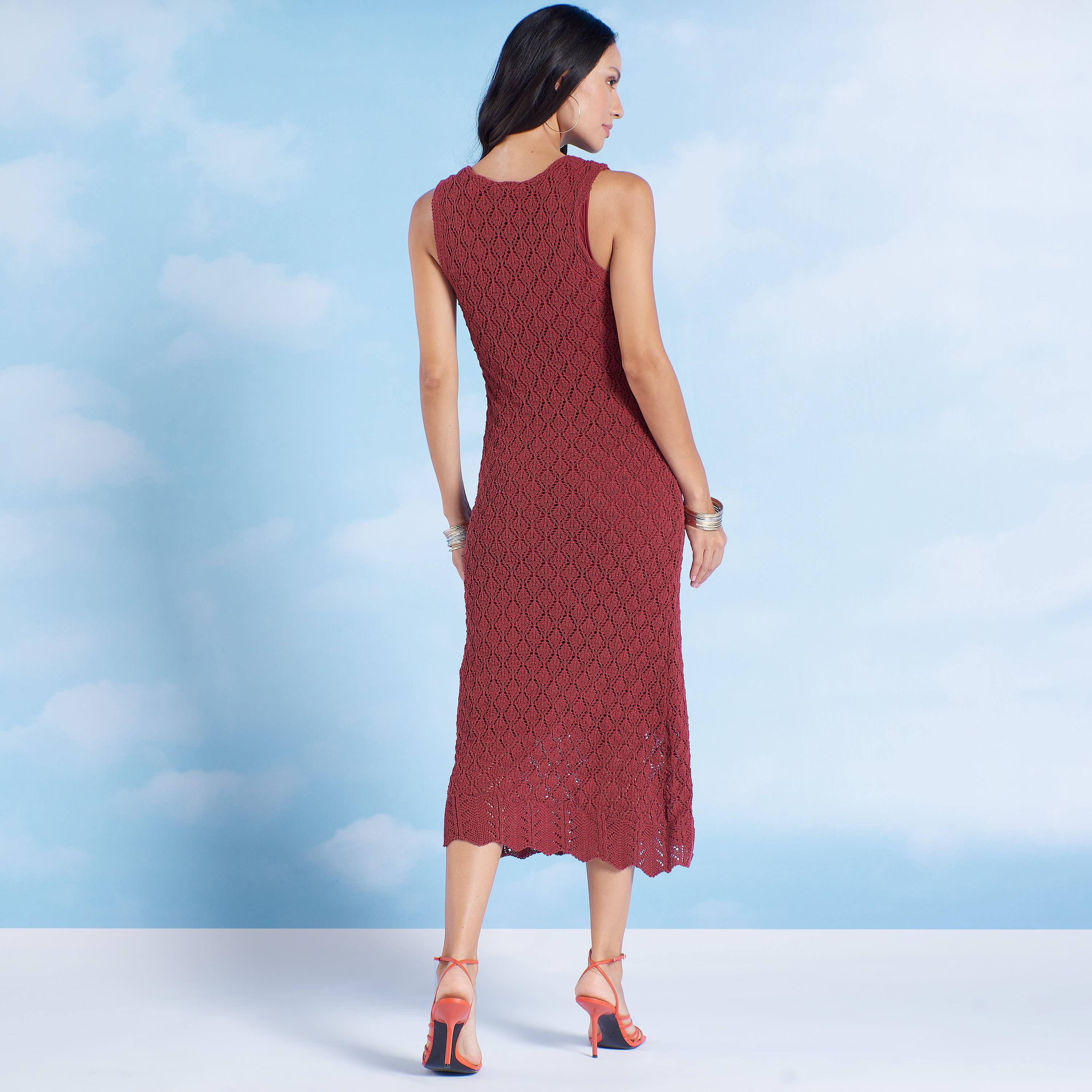 فستان ميدي واسع بارز الملمس بياقة عميقة-women-clothing-dresses-image-4