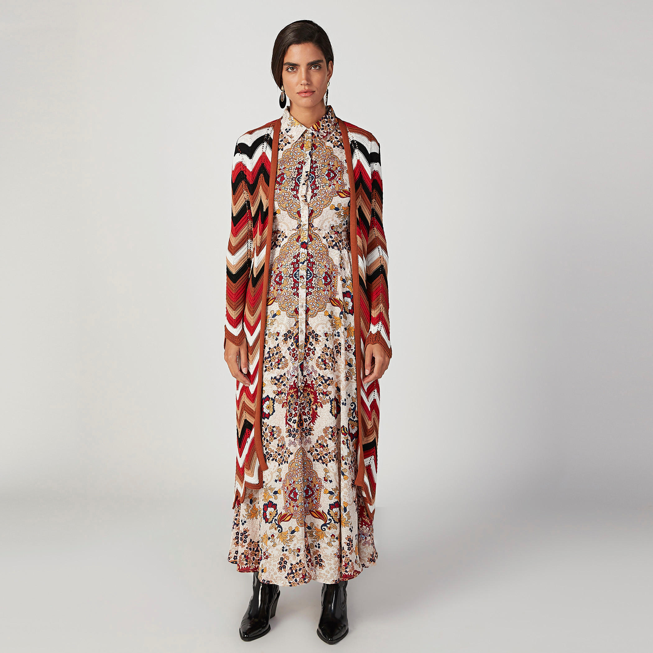 كارديجان طويل بارز الملمس بأكمام طويلة-women-winterwear-cardigansandjumpers-cardigans-image-5