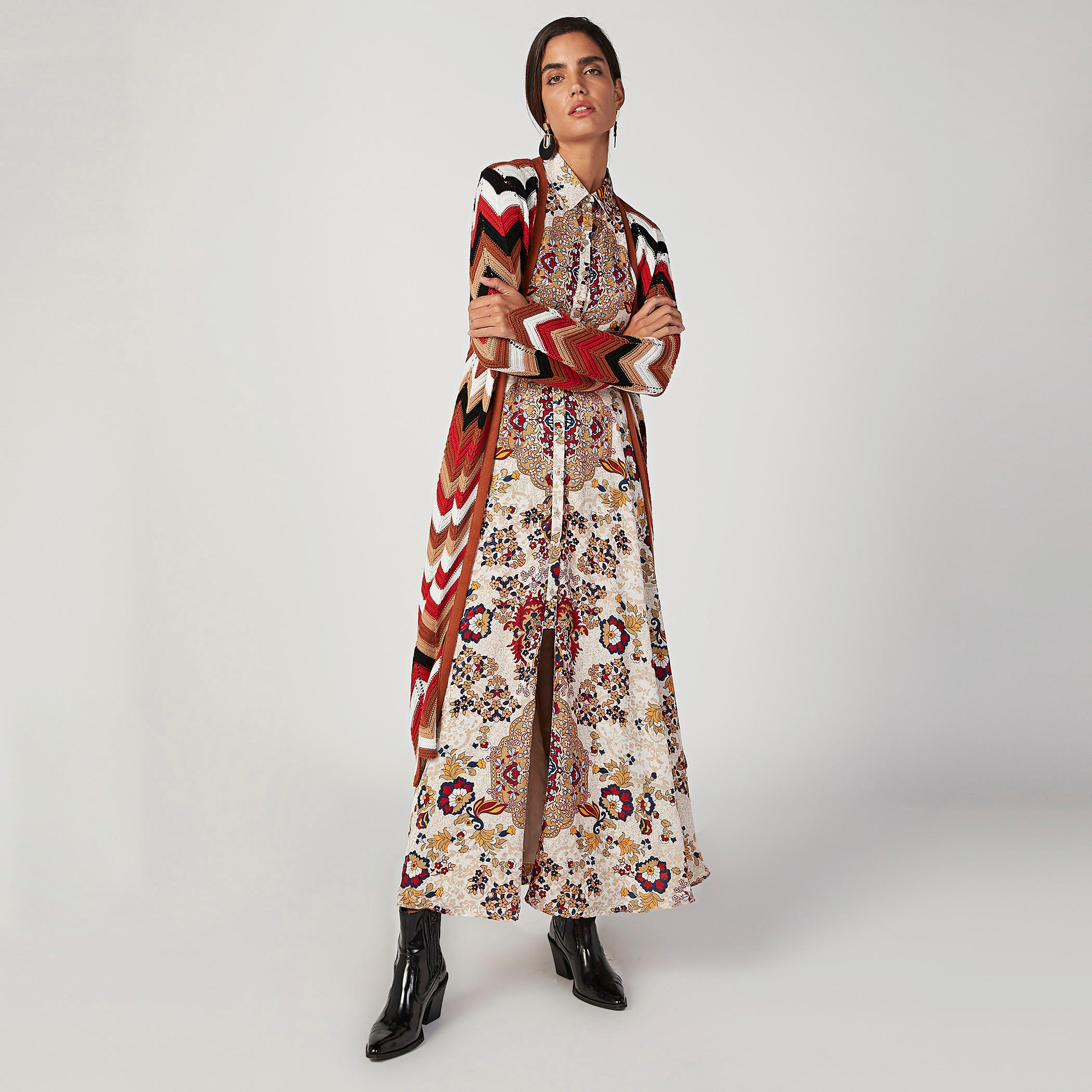 كارديجان طويل بارز الملمس بأكمام طويلة-women-winterwear-cardigansandjumpers-cardigans-image-4